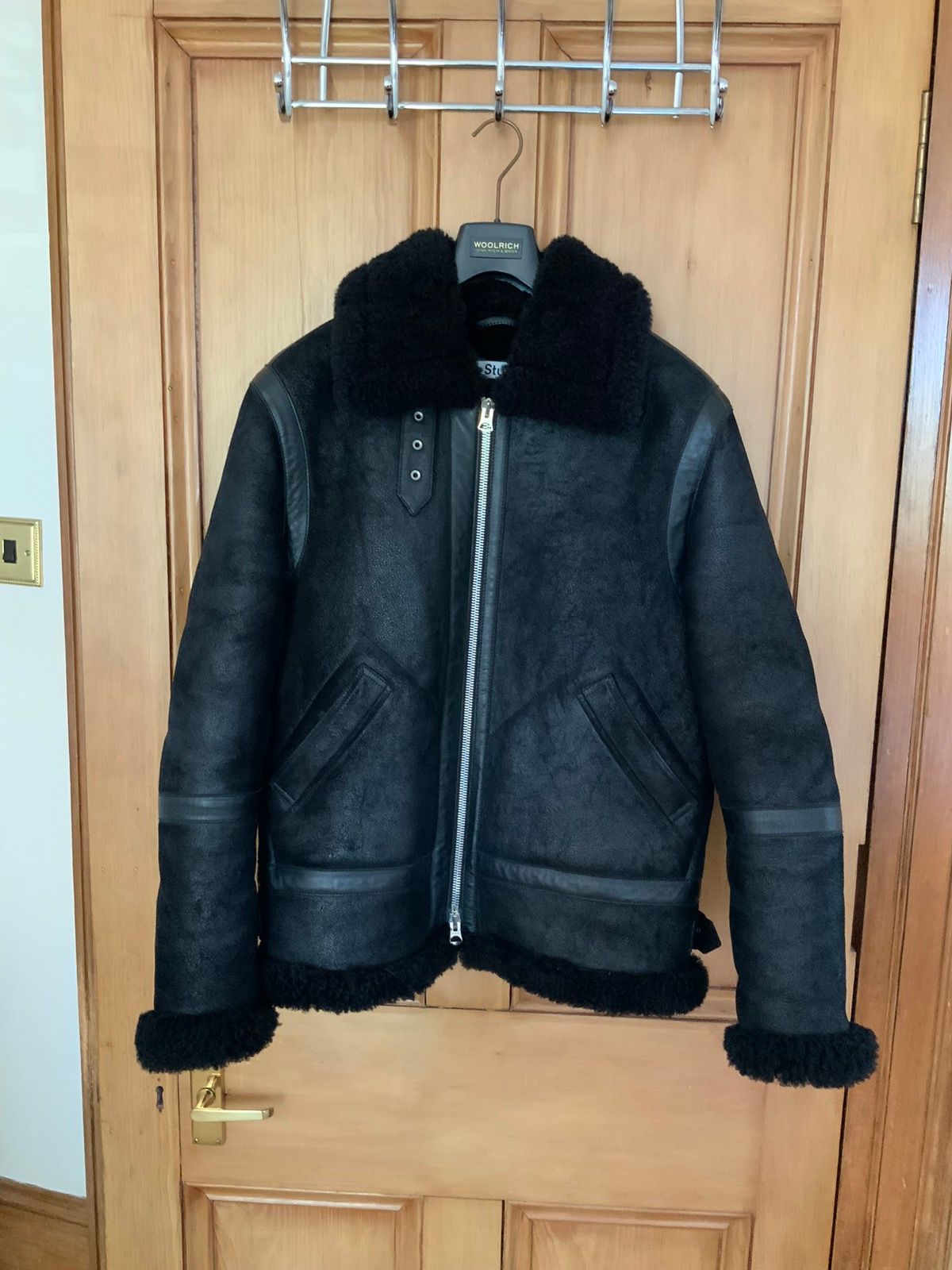 Pre-owned Acne Studios Acne Shearling Leather Jacket In Black