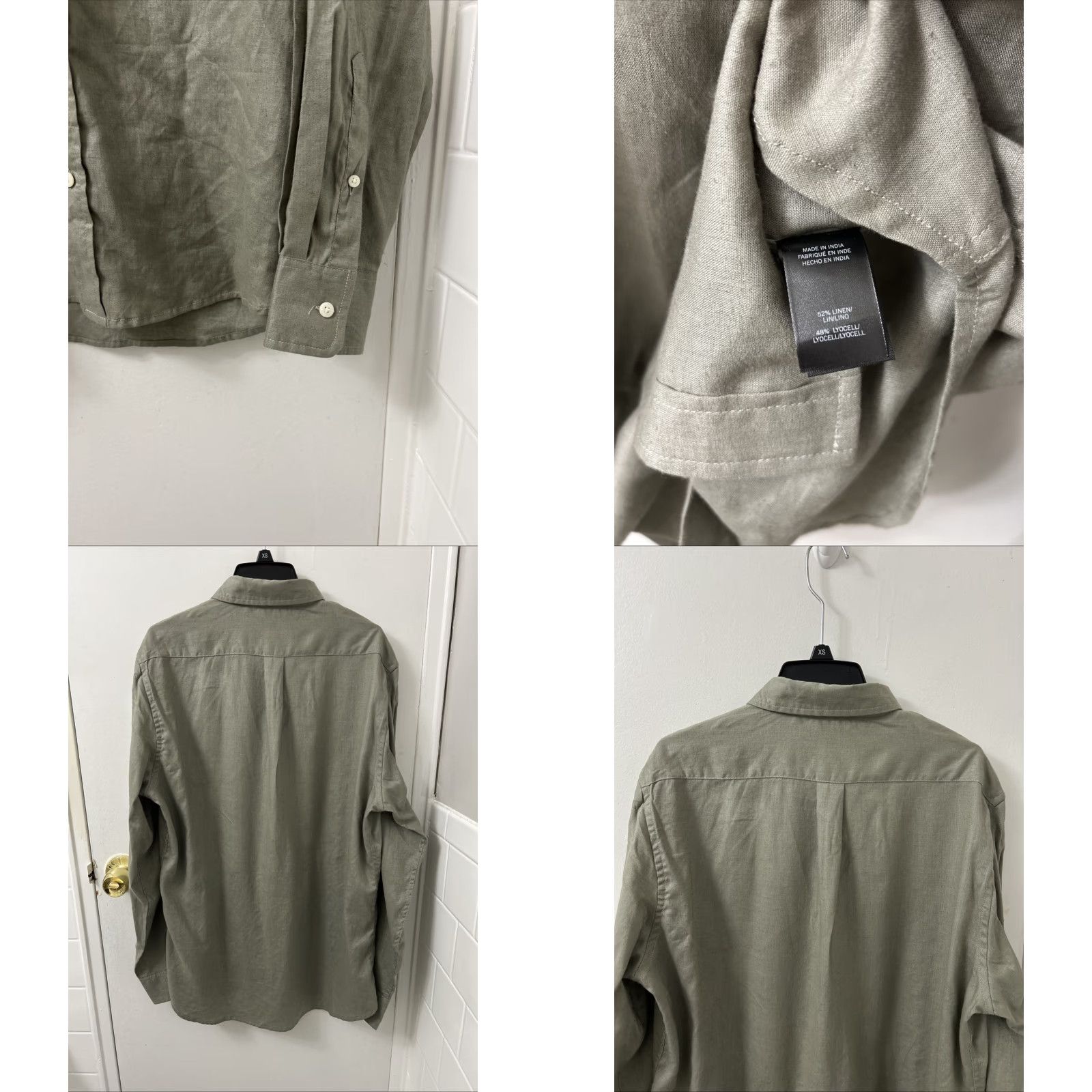 Kenneth Cole Kenneth Cole Shirt Mens Medium Slim Fit Linen Button Down L/S Green Size US M / EU 48-50 / 2 - 8 Thumbnail