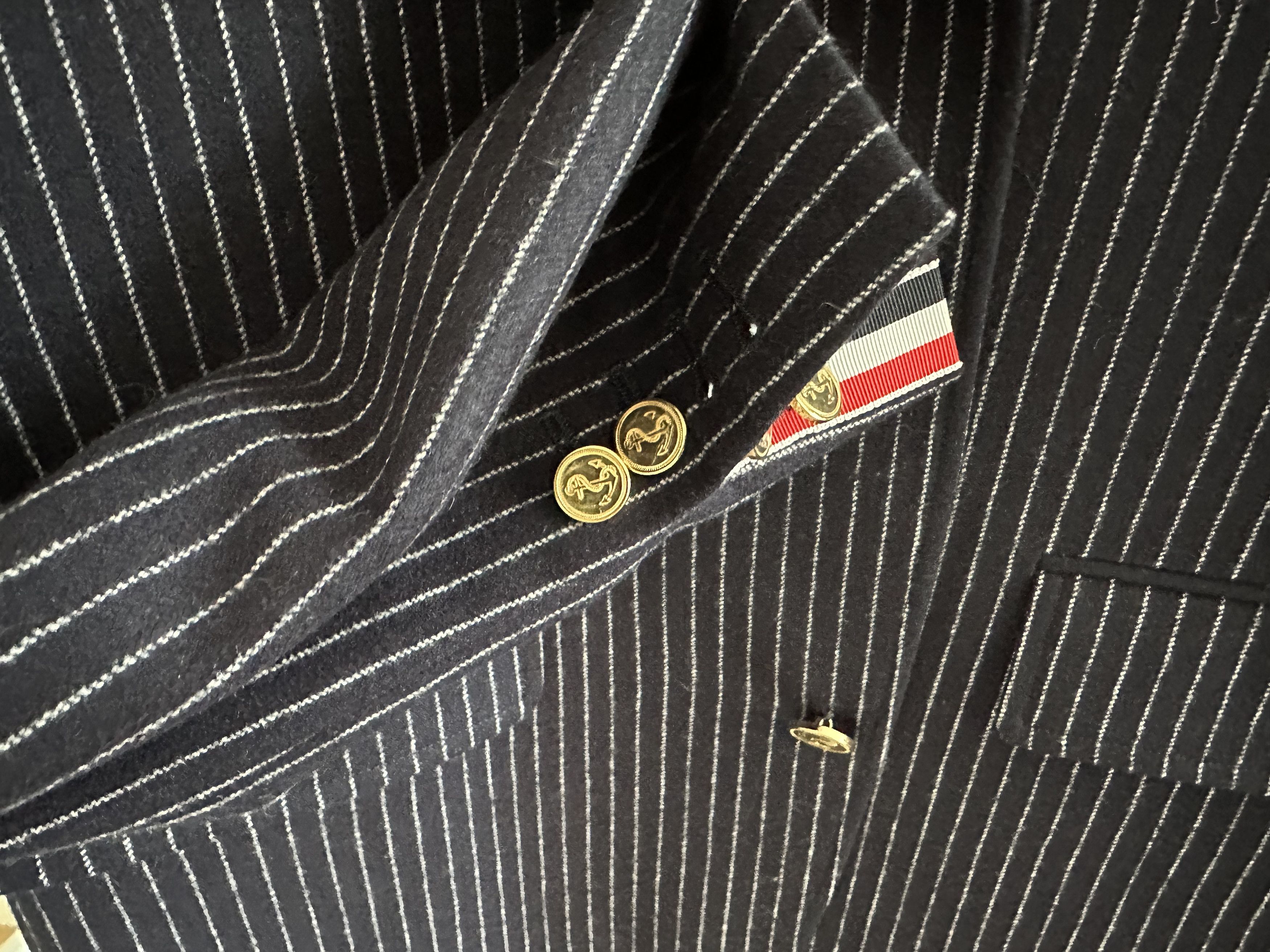 Thom Browne *RARE* THOM BROWNE Navy Pinstriped Blazer Sz 2 Size 40R - 6 Thumbnail