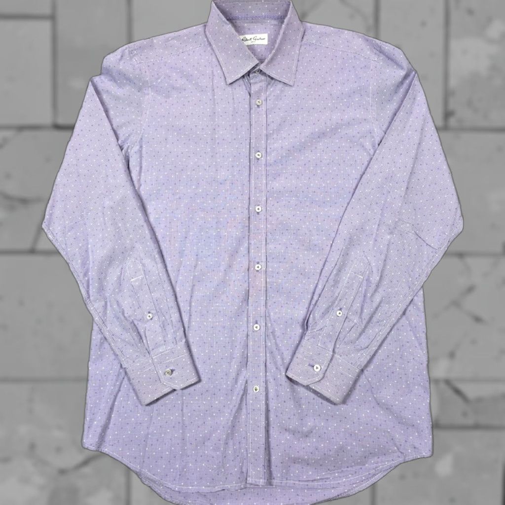 Robert Graham Robert Graham Long Sleeve Button Up Dress Shirt Purple Geometric Men L 42-16.5 Size US XL / EU 56 / 4 - 1 Thumbnail