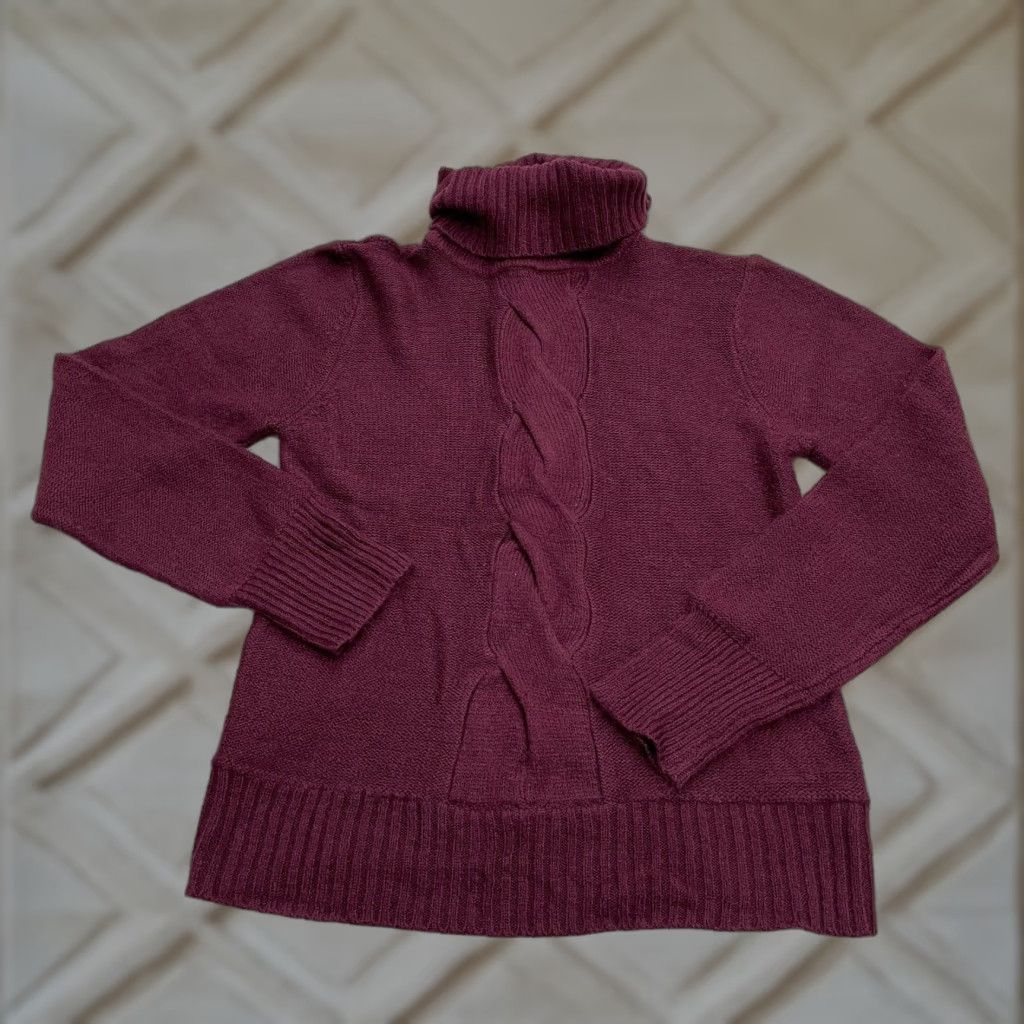 Vintage 89th & Madison Sweater Women Medium Purple Solid Knit Turtleneck Pullover Classic Designer Size M / US 6-8 / IT 42-44 - 1 Thumbnail