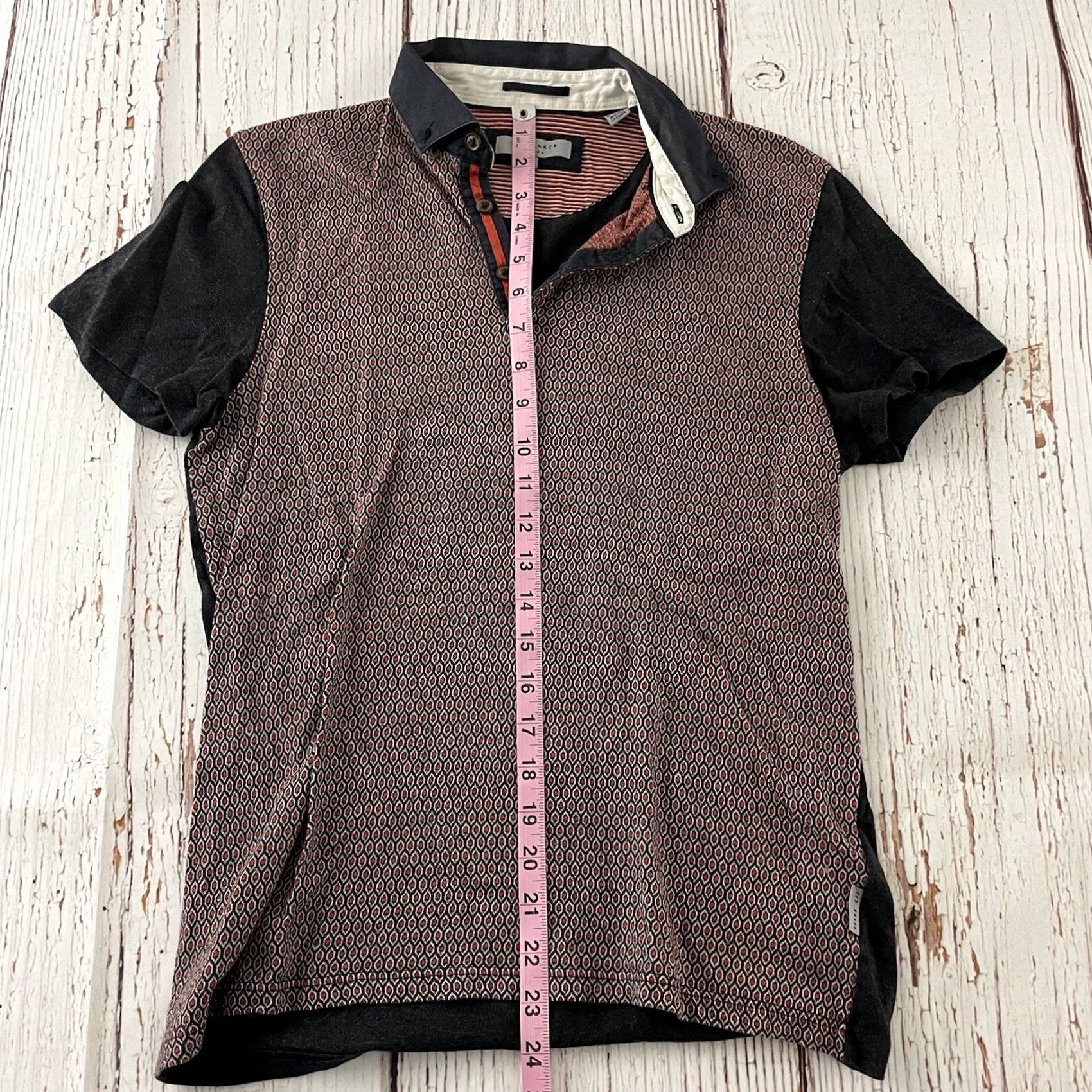 Ted Baker Ted Baker Short Sleeve Polo Shirt Men 2 Red Gray Button-Up All Over Print Shirt Size US XS / EU 42 / 0 - 4 Thumbnail