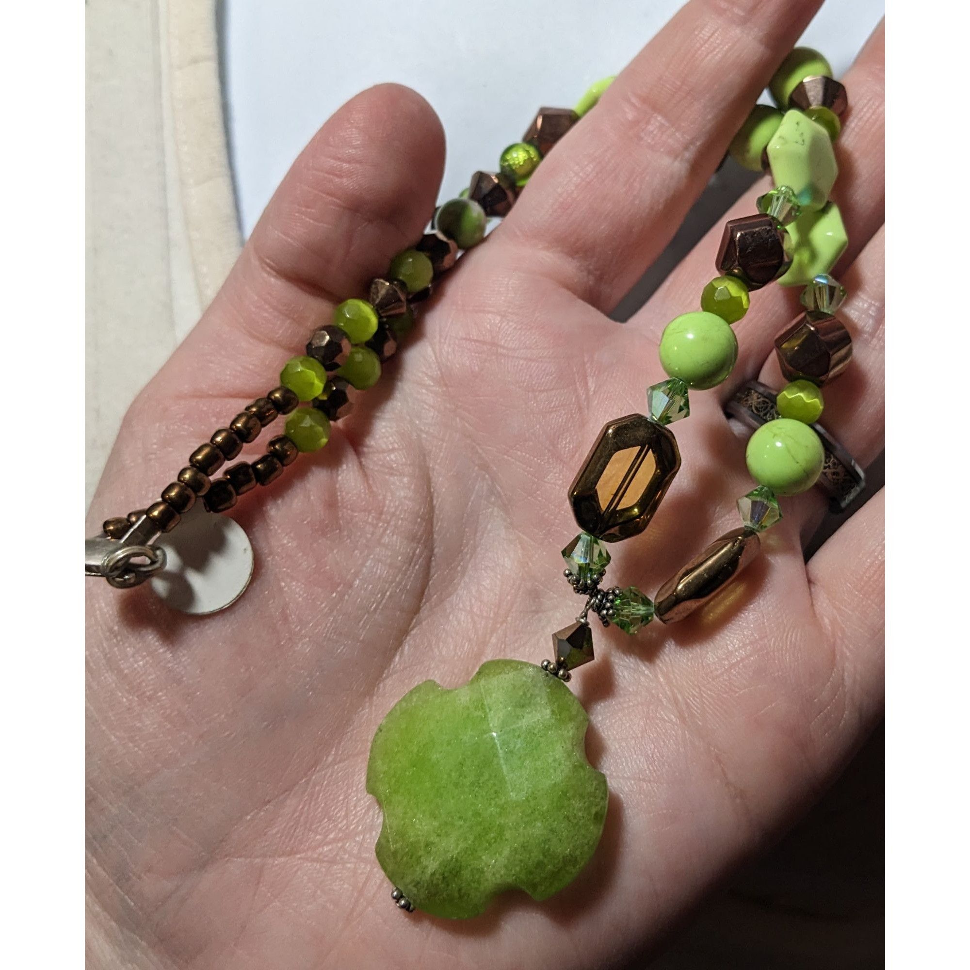 Other Handmade Green And Copper Glass And Stone Pendant Necklace Size ONE SIZE - 7 Thumbnail