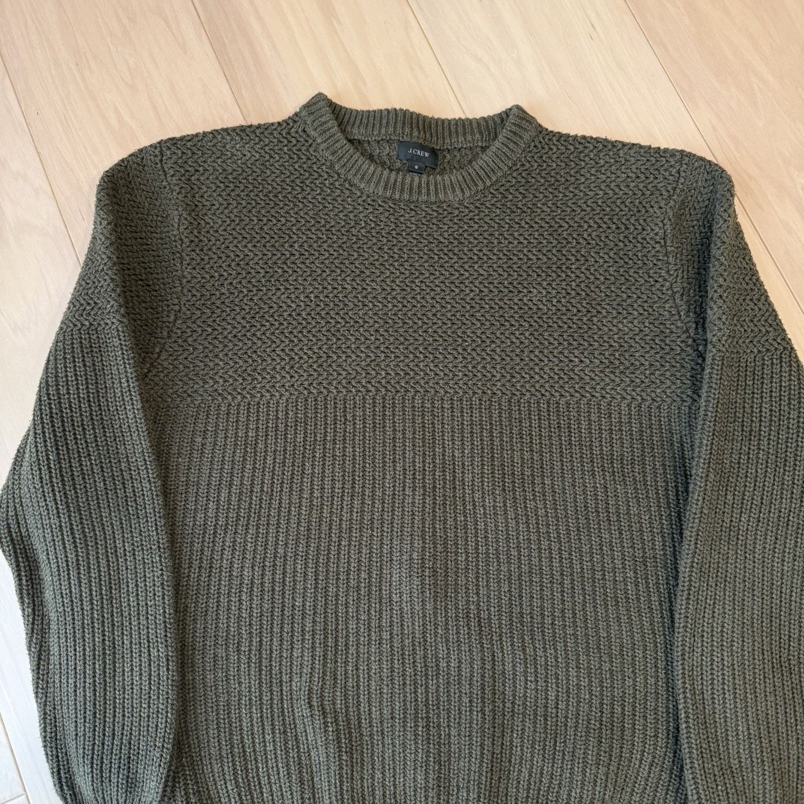 J.Crew J Crew Sweater Small Olive Green Cotton Knit Pullover Size US S / EU 44-46 / 1 - 4 Thumbnail