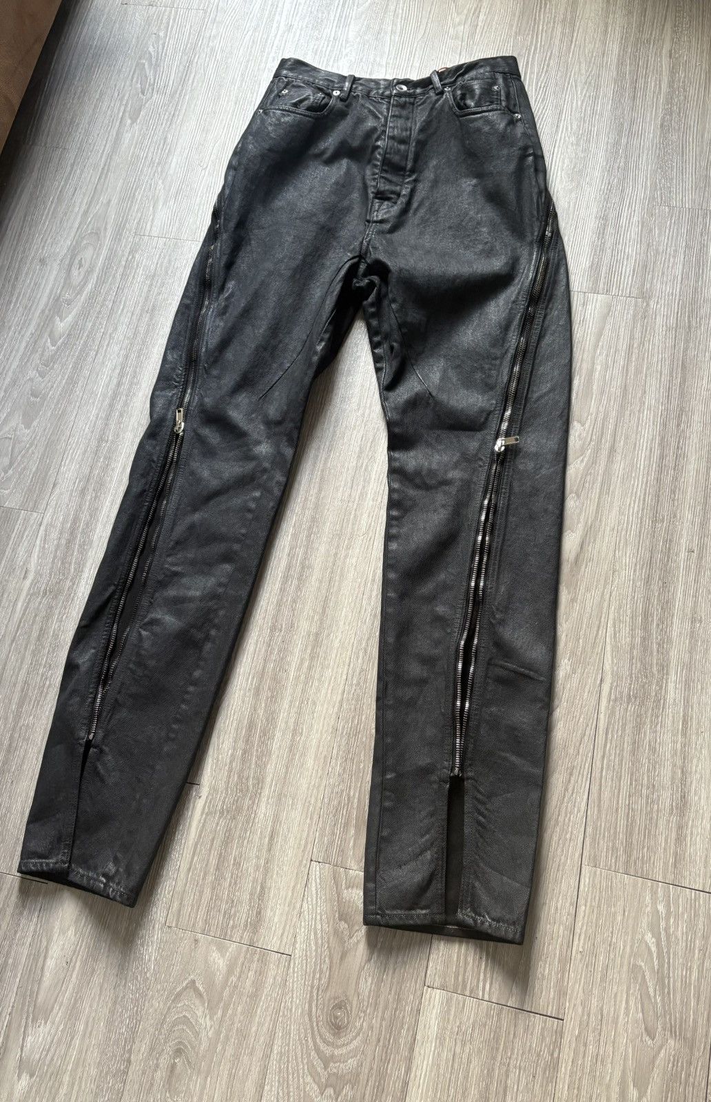 Rick Owens waxed banana bolan pants