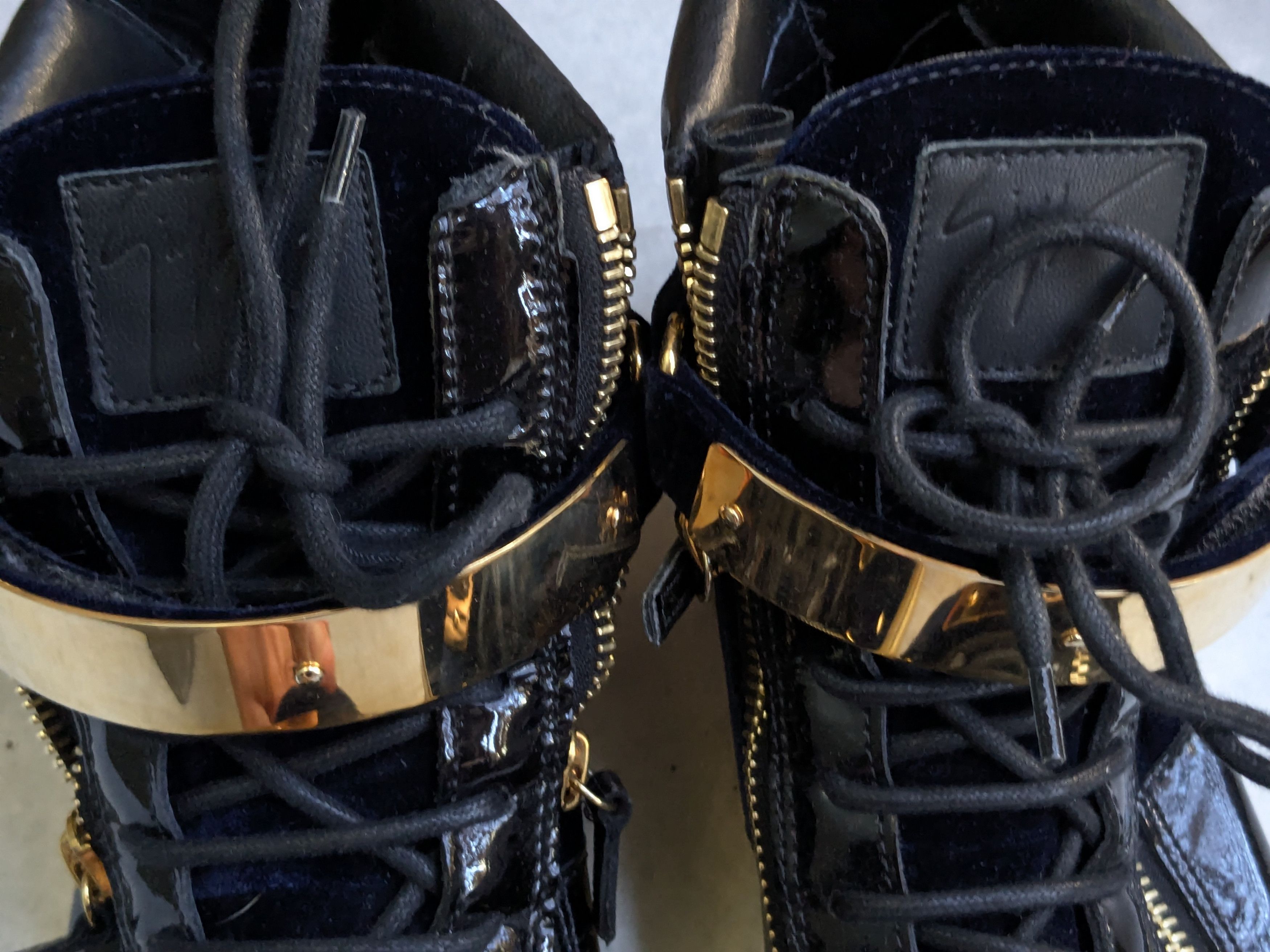 Giuseppe Zanotti Giuseppe Zanotti High Tops Navy Blue Velvet Gold 11 44 Size US 11 / EU 44 - 6 Thumbnail