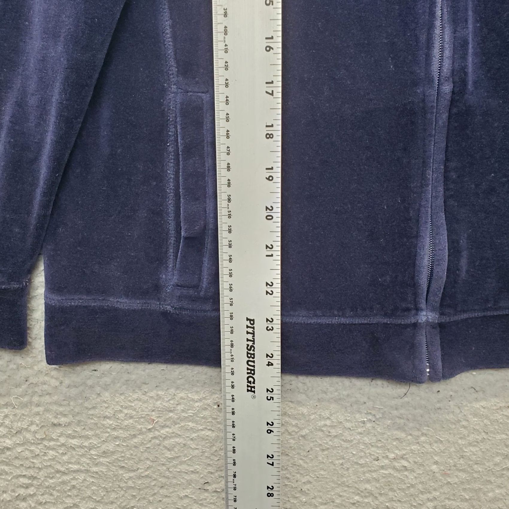 Talbots Talbots Velour Jacket Womens Petite Large Navy Long Sleeve Mock Neck Full Zip Size L / US 10 / IT 46 - 3 Thumbnail