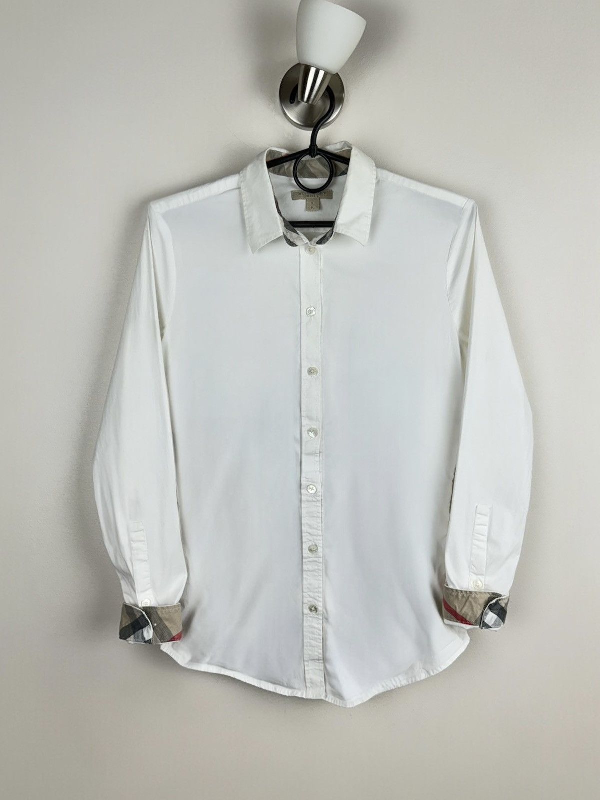 Burberry White classic shirt Burberry Nova Check original luxury item Size S / US 4 / IT 40 - 1 Thumbnail