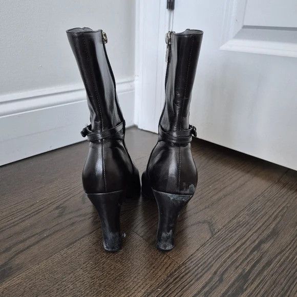 Anne Klein Leather Buckled Mid-Calf Boot Size US 8.5 / IT 38.5 - 6 Thumbnail