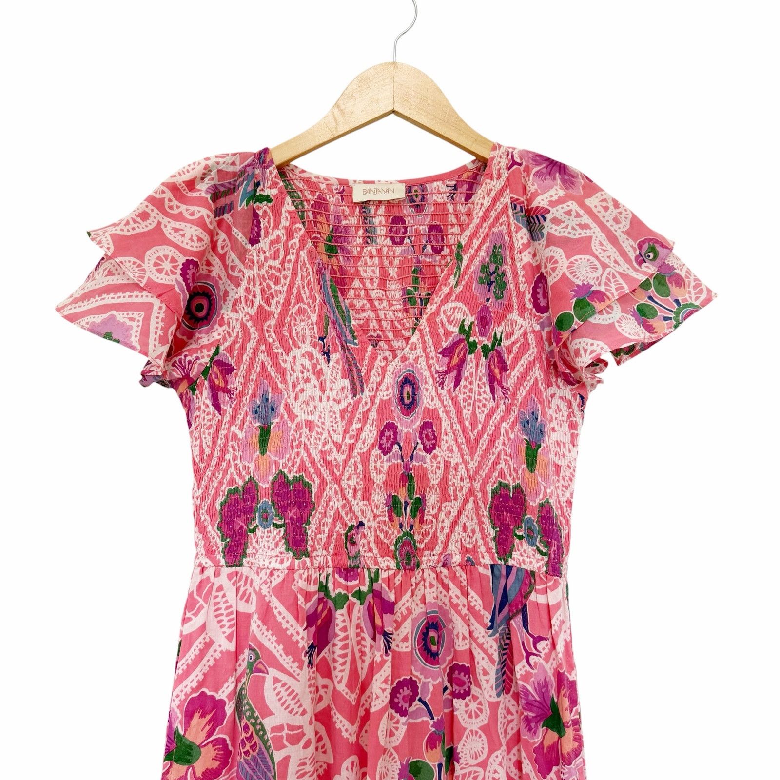 Banjanan Banjanan Ira Ruffle Sleeve Dress Rose Floral Sz S Size S / US 4 / IT 40 - 3 Thumbnail