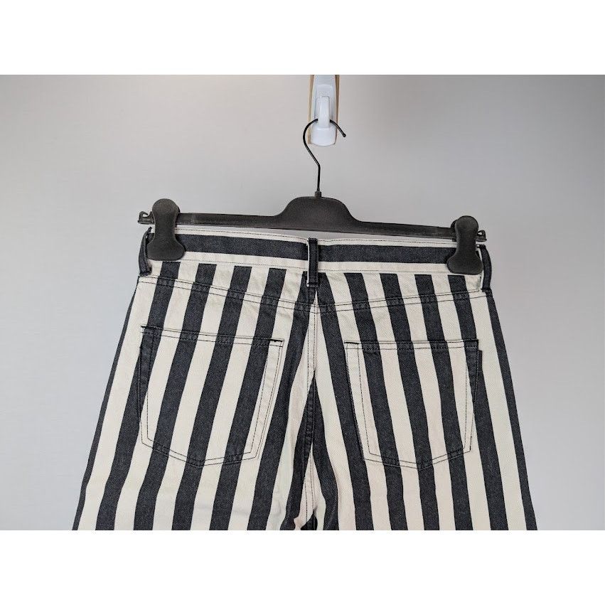Saint Laurent Paris o1rshd1 Fold Bespoke Stripe Straight Denim Jeans Black/White Size US 30 / EU 46 - 13 Thumbnail