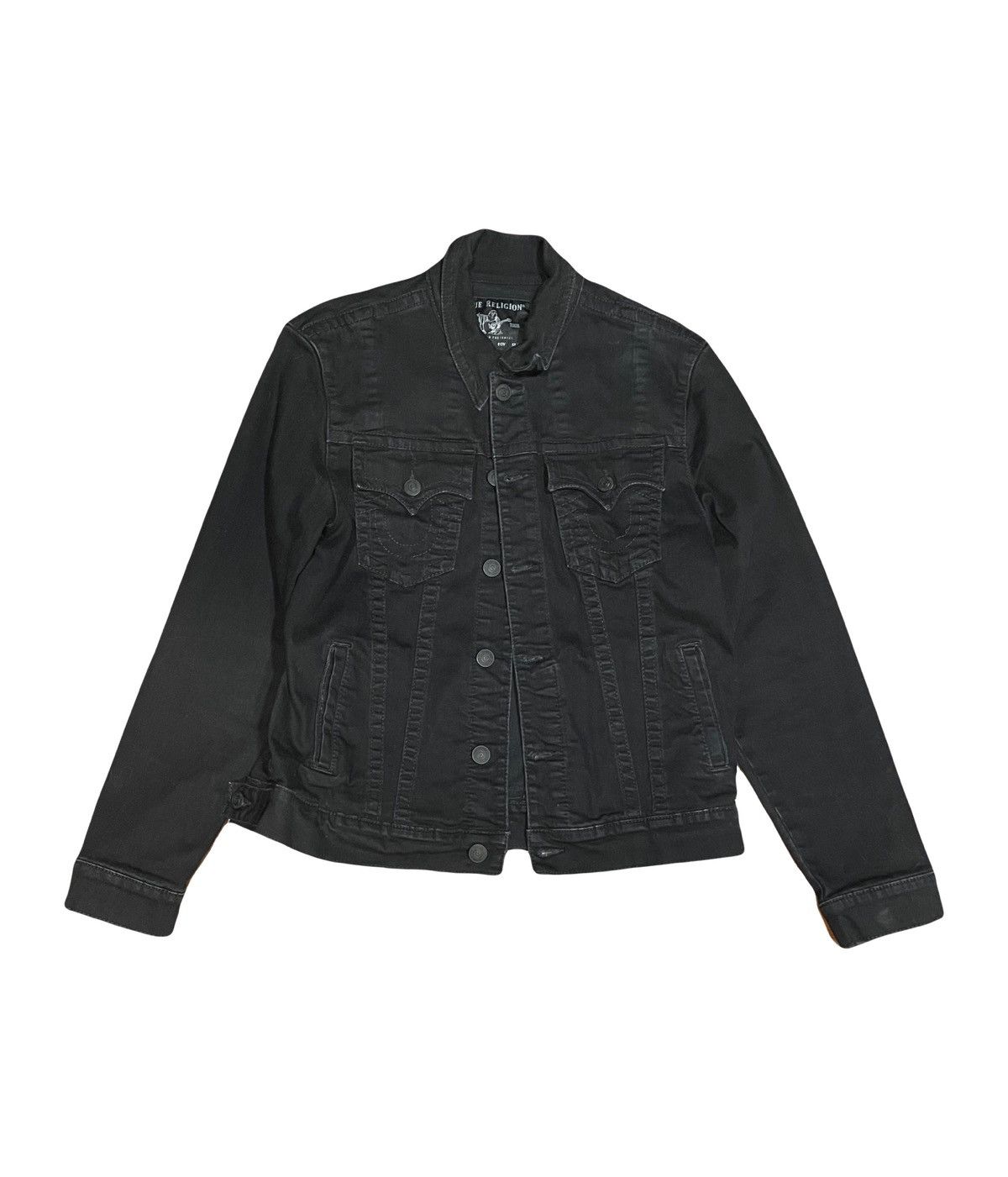 Y2K True Religion Black Trucker Jacket Super T Vintage 90's