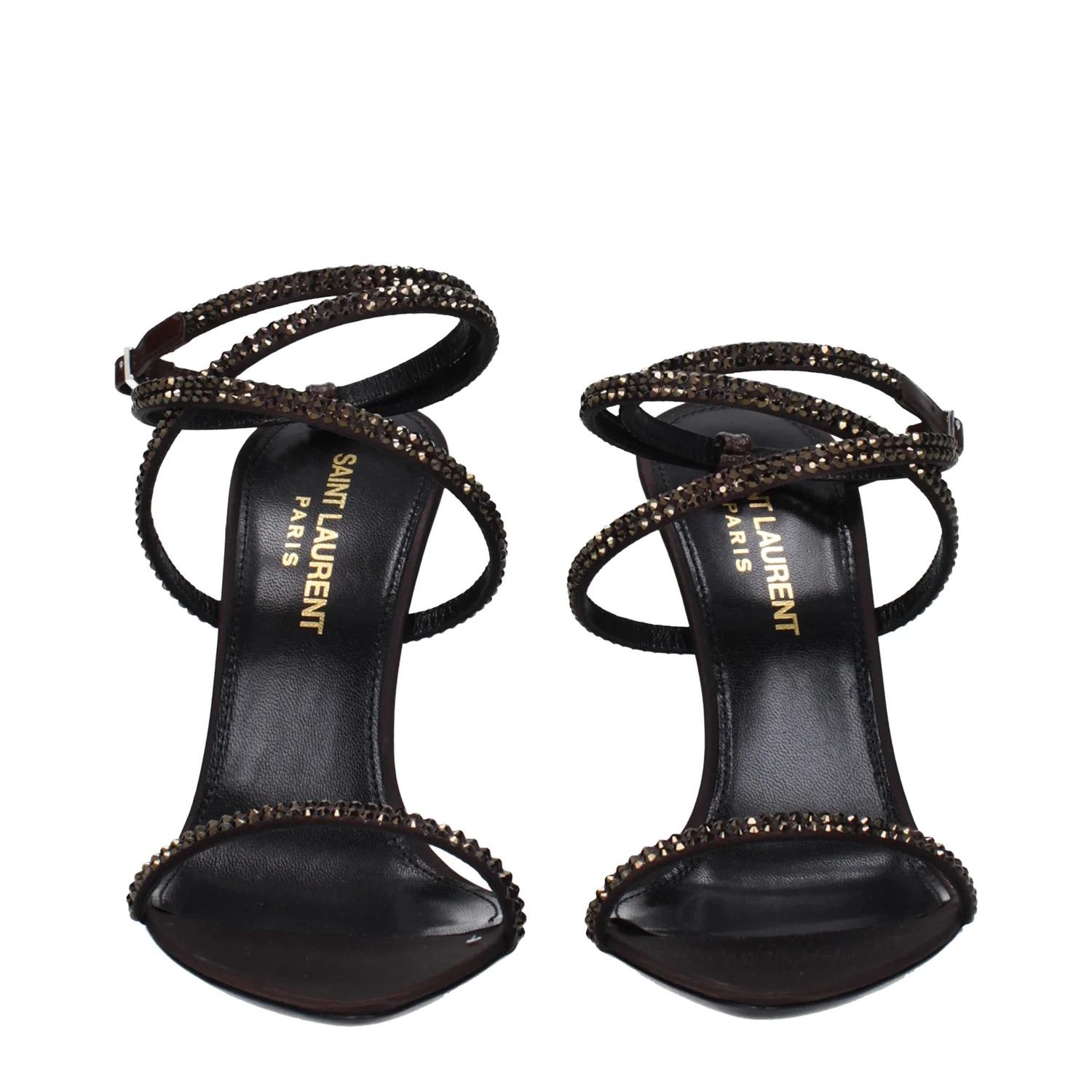 Saint Laurent Paris ob1o1e1124 Rhinestone Sandals in Burgandy Size US 8 / IT 38 - 3 Thumbnail