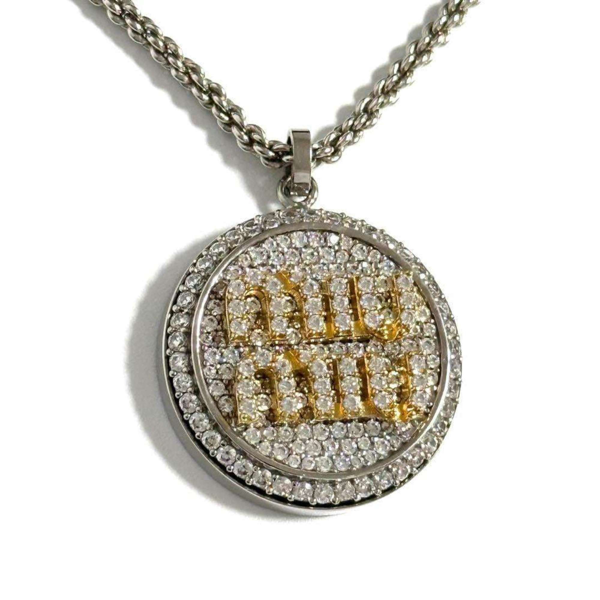 Miu Miu Miu Miu Miu Women's Logo Pavé Pendant Necklace Size ONE SIZE - 1 Thumbnail