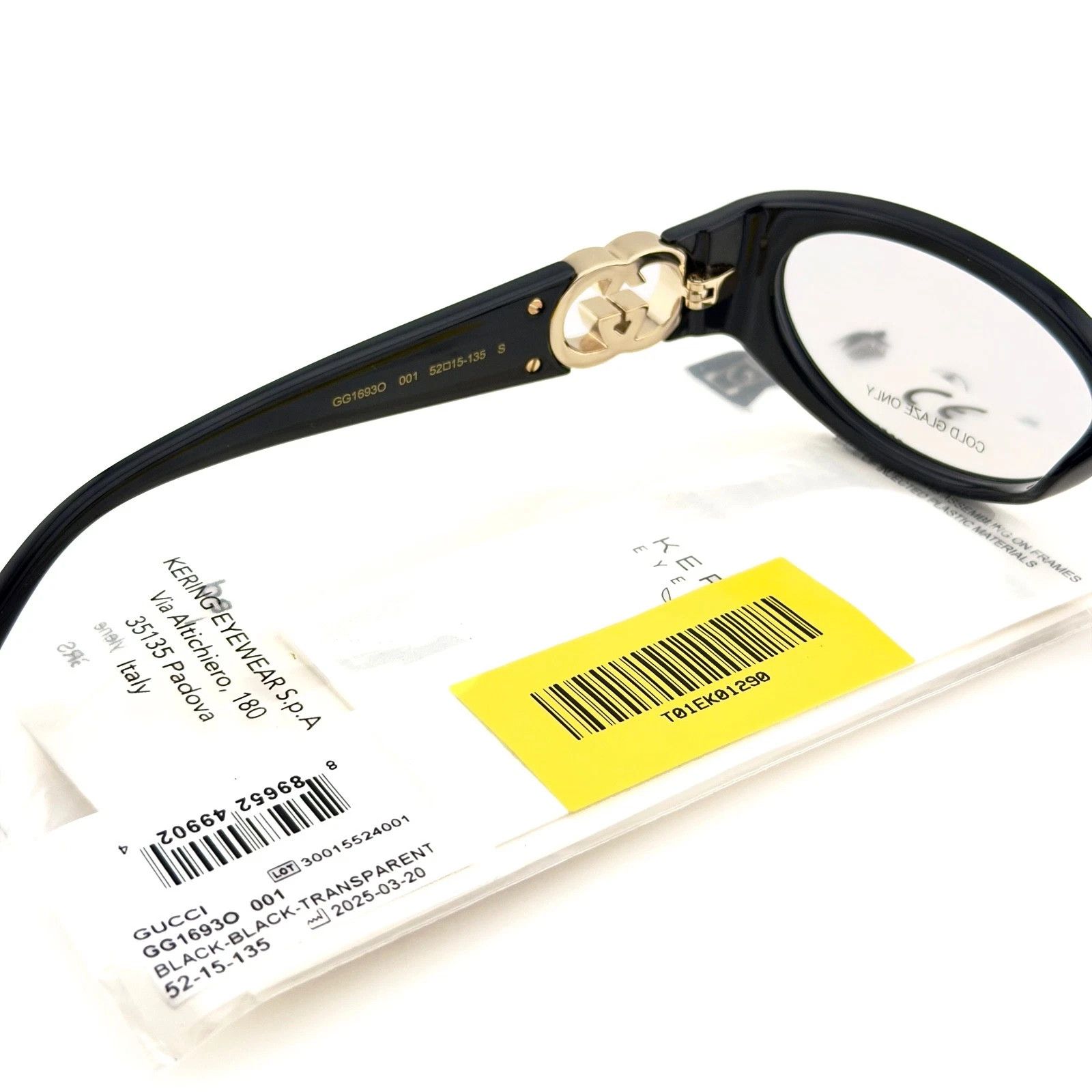 Gucci GUCCI GG1693O 1693 Black GG Logo Oval Unisex Eyeglasses 001 Size ONE SIZE - 6 Thumbnail