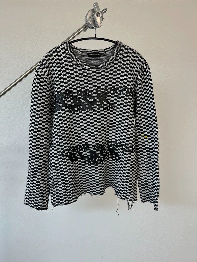 comme des garcons black printed knit sweater
