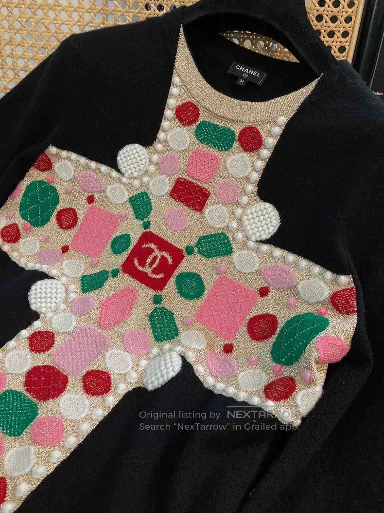 Chanel Chanel Colourful cross-embroidered sweater Size XS / US 0-2 / IT 36-38 - 2 Thumbnail
