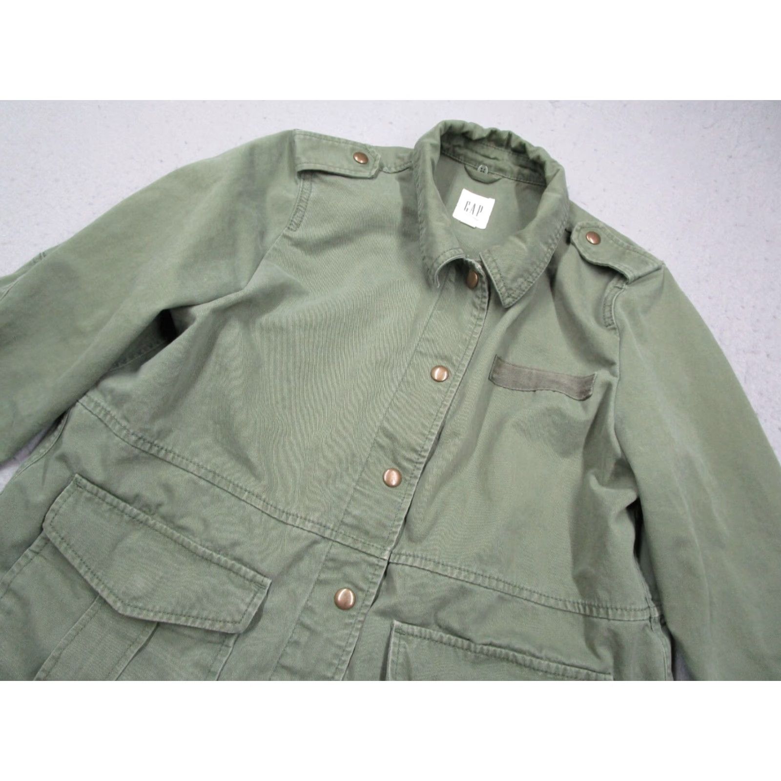 Gap GAP Jacket Womens S green snap up SQUARE UTILITY military field jacket w/ pockets - 100% cotton Size S / US 4 / IT 40 - 2 Thumbnail