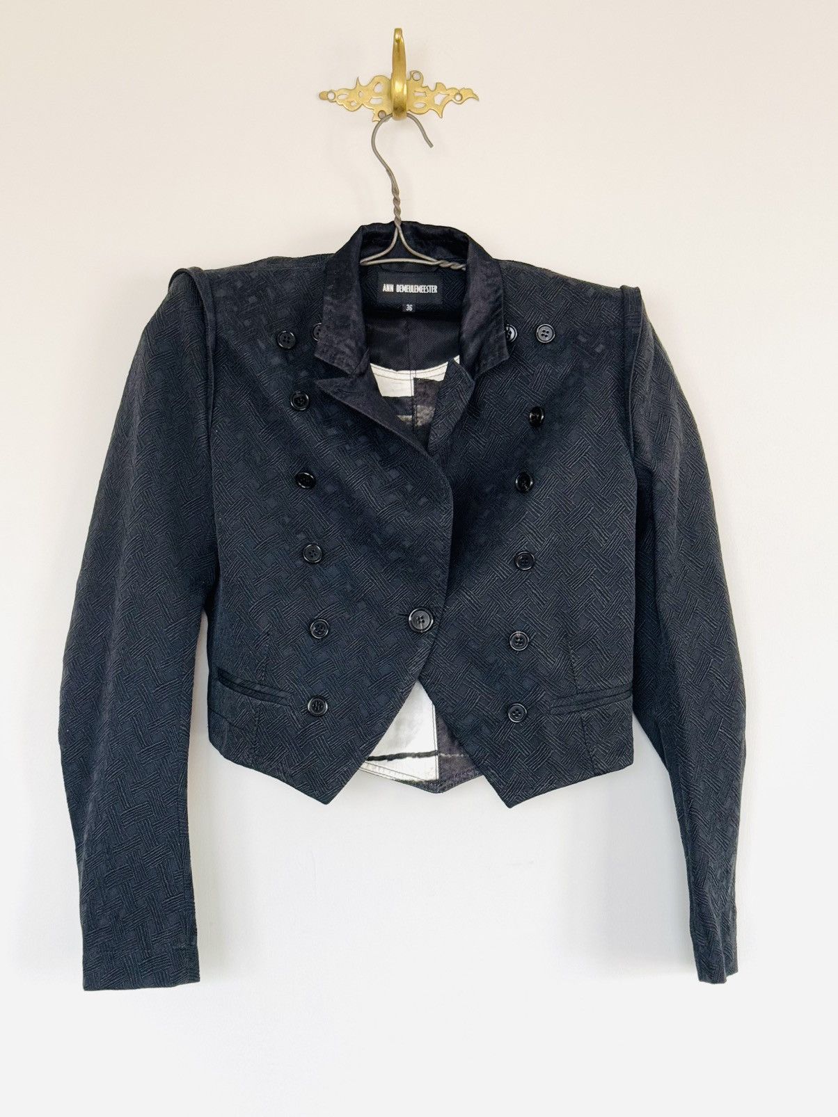 Ann Demeulemeester 2011 Ann Demeulemeester black jacquard blazer w/ placket Size XS / US 0-2 / IT 36-38 - 10 Thumbnail