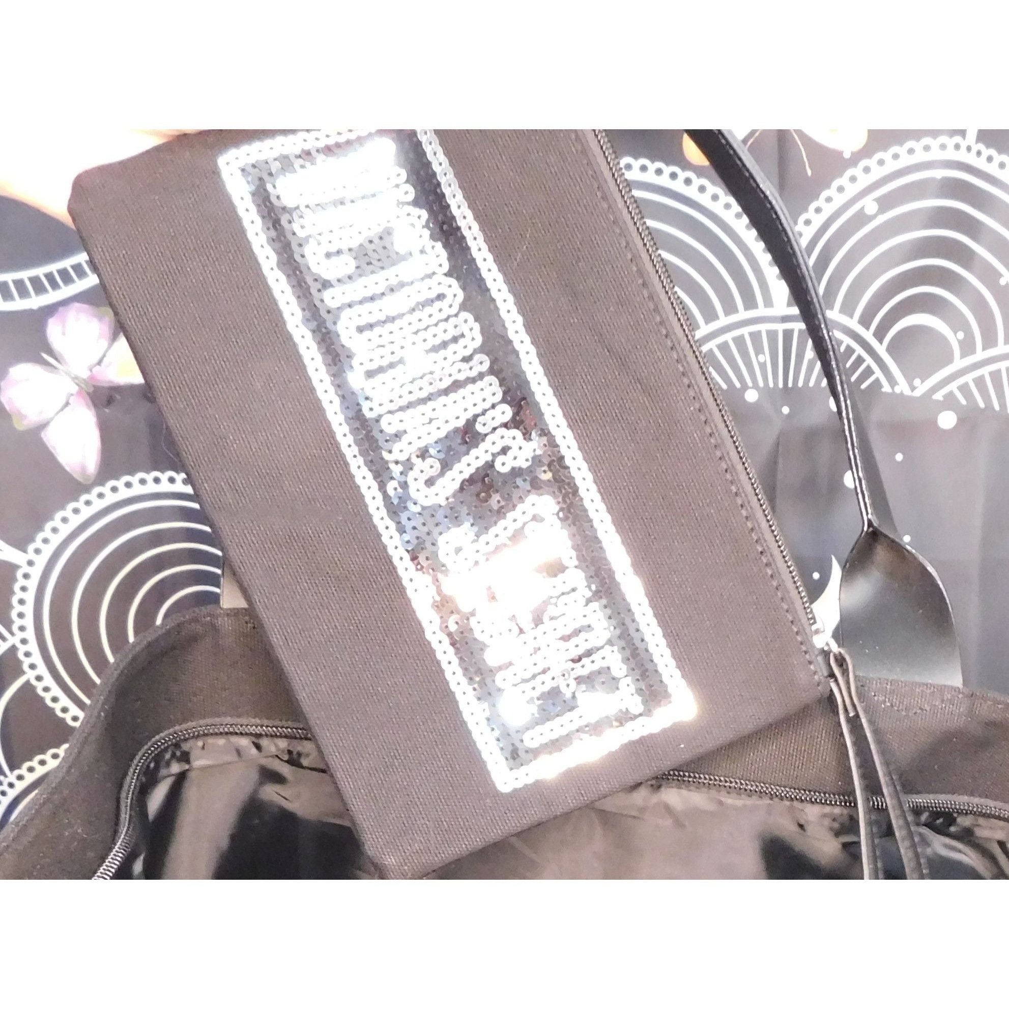 Victoria's Secret Victoria's Secret Black And Silver Sequin Tote With Wristlet Size ONE SIZE - 3 Thumbnail