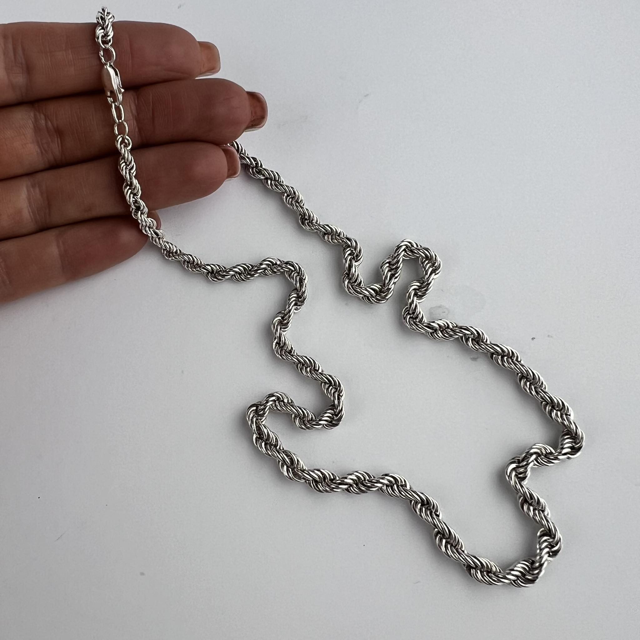 Sterling Silver Vintage Sterling Silver 925 Chain Necklace Marked 29.6 gr Size ONE SIZE - 4 Thumbnail