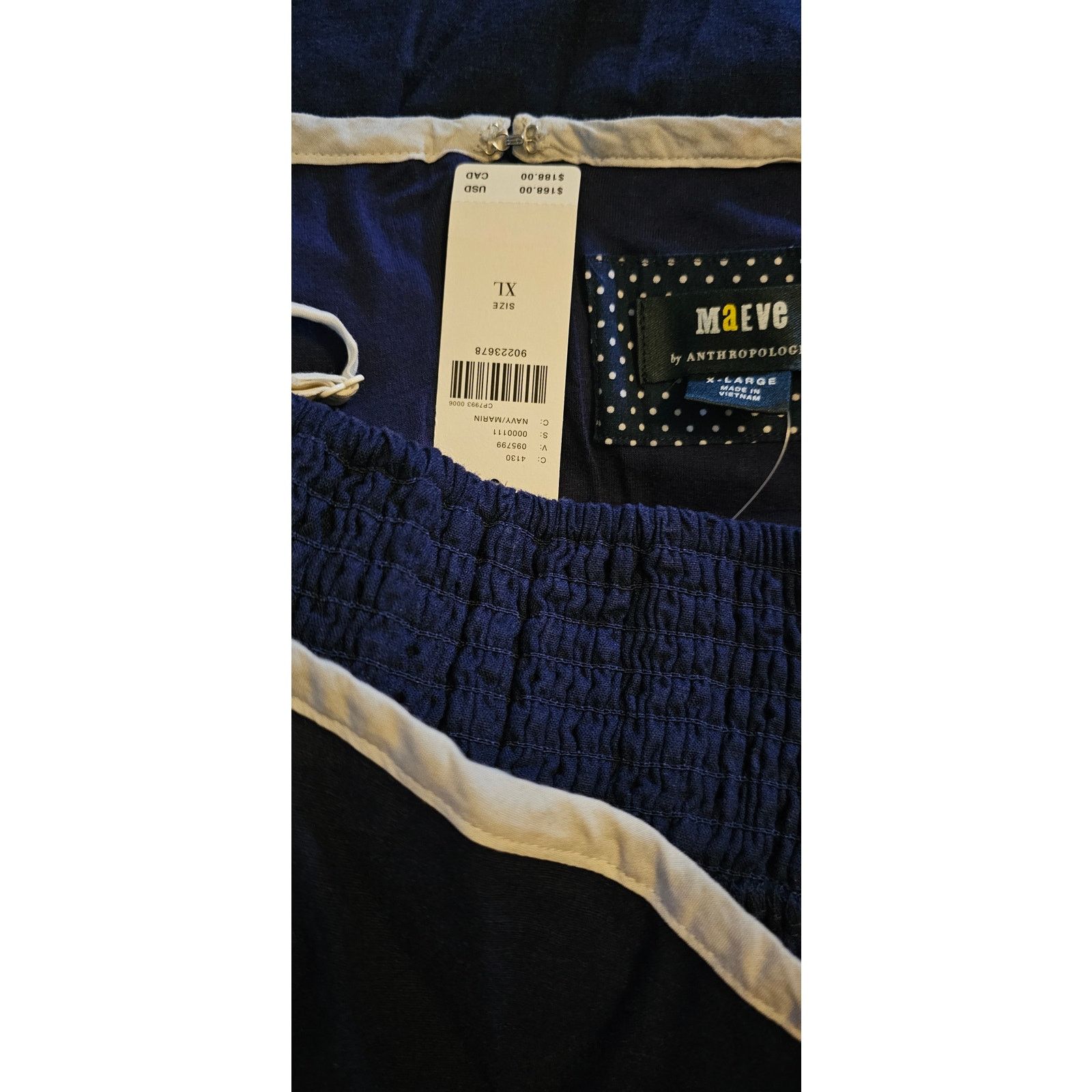 Anthropologie NWT Maeve Dafni Cutout Linen Midi Dress $168 X-LARGE Navy Size XL / US 12-14 / IT 48-50 - 7 Thumbnail