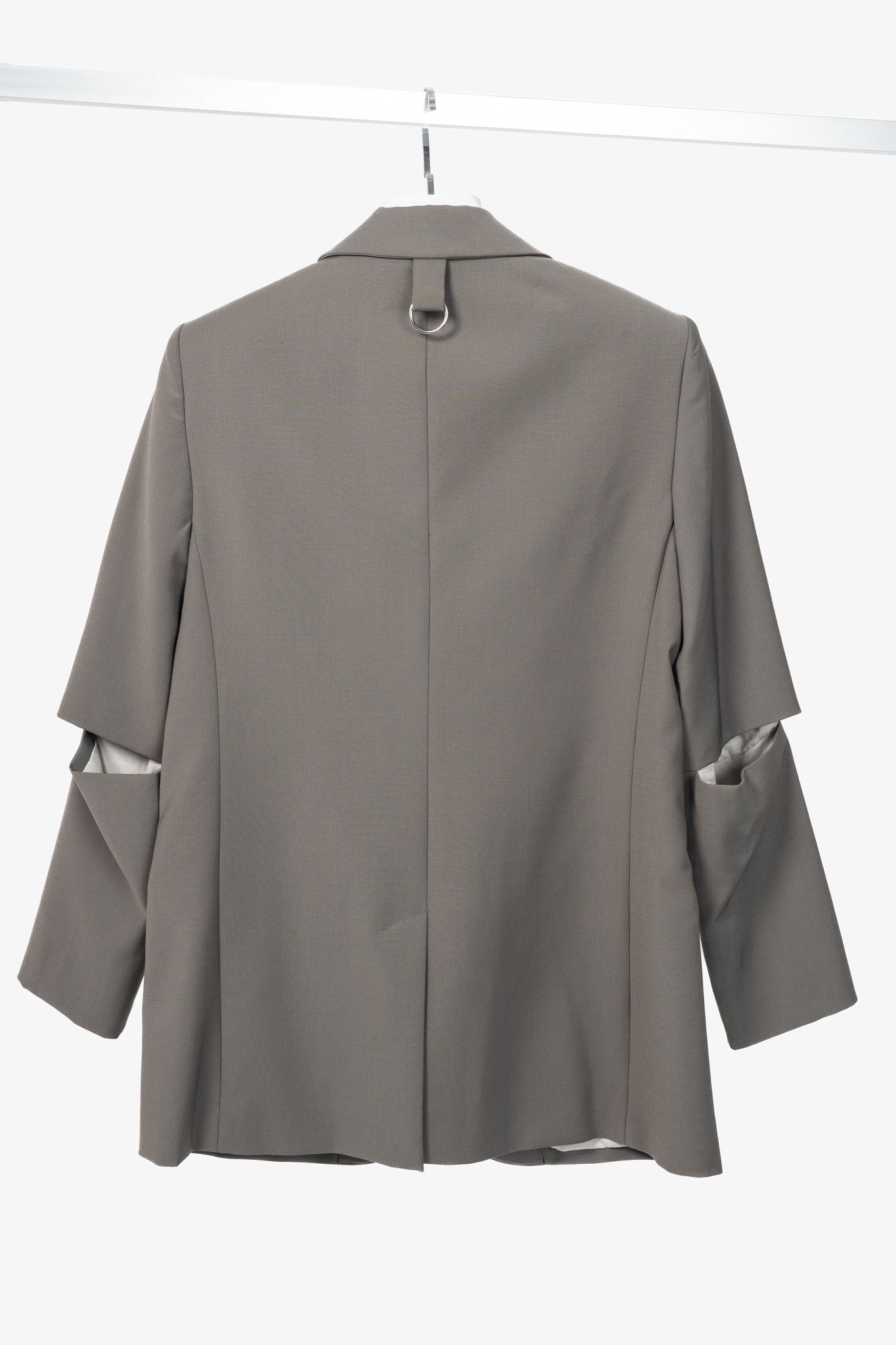 Tibi Tibi Marlon Dark Stone Tropical-Wool Cutout-Sleeve Blazer Size M / US 6-8 / IT 42-44 - 2 Thumbnail