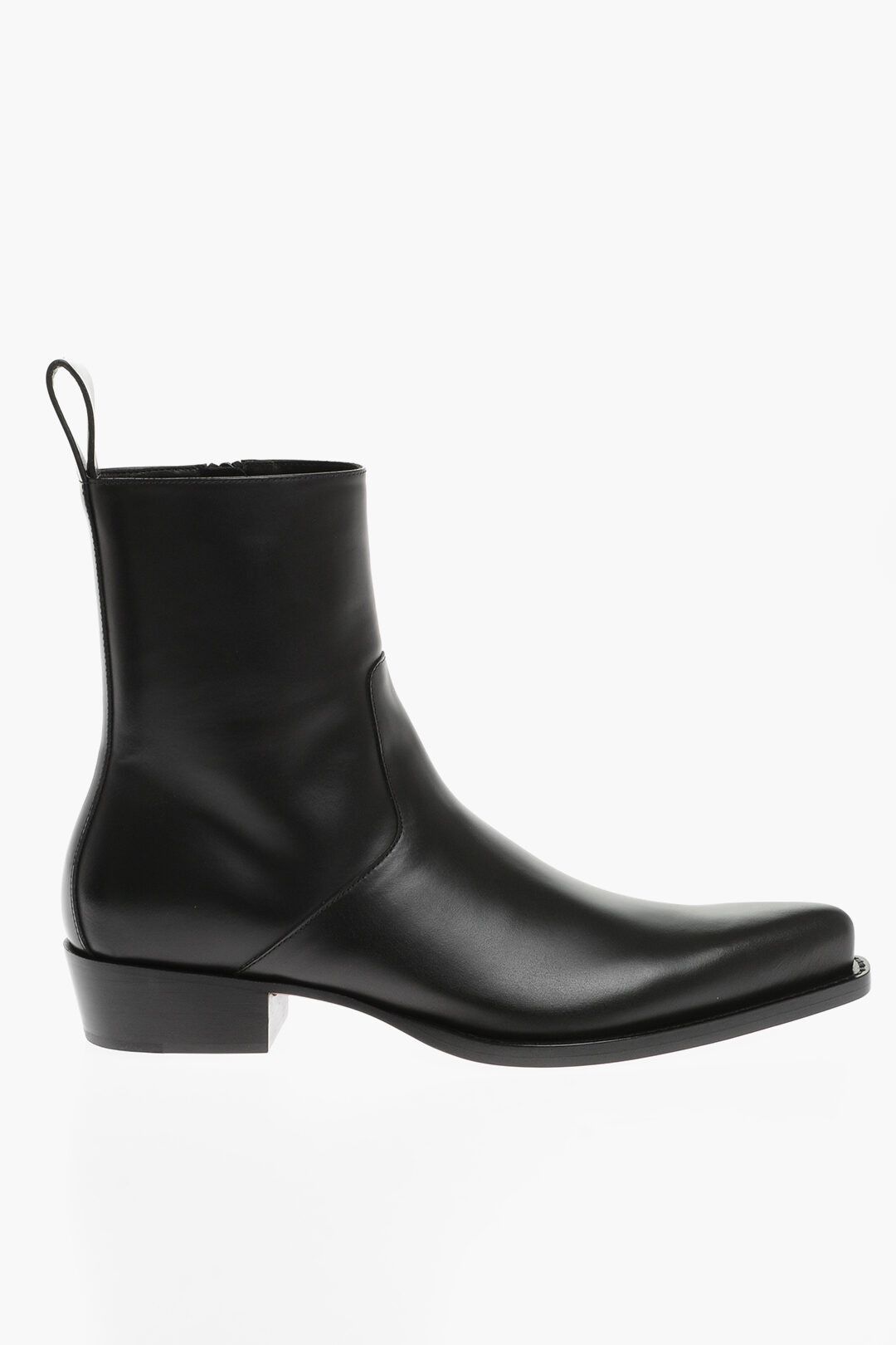 og1mm0424 Pointed Leather Boots in Black