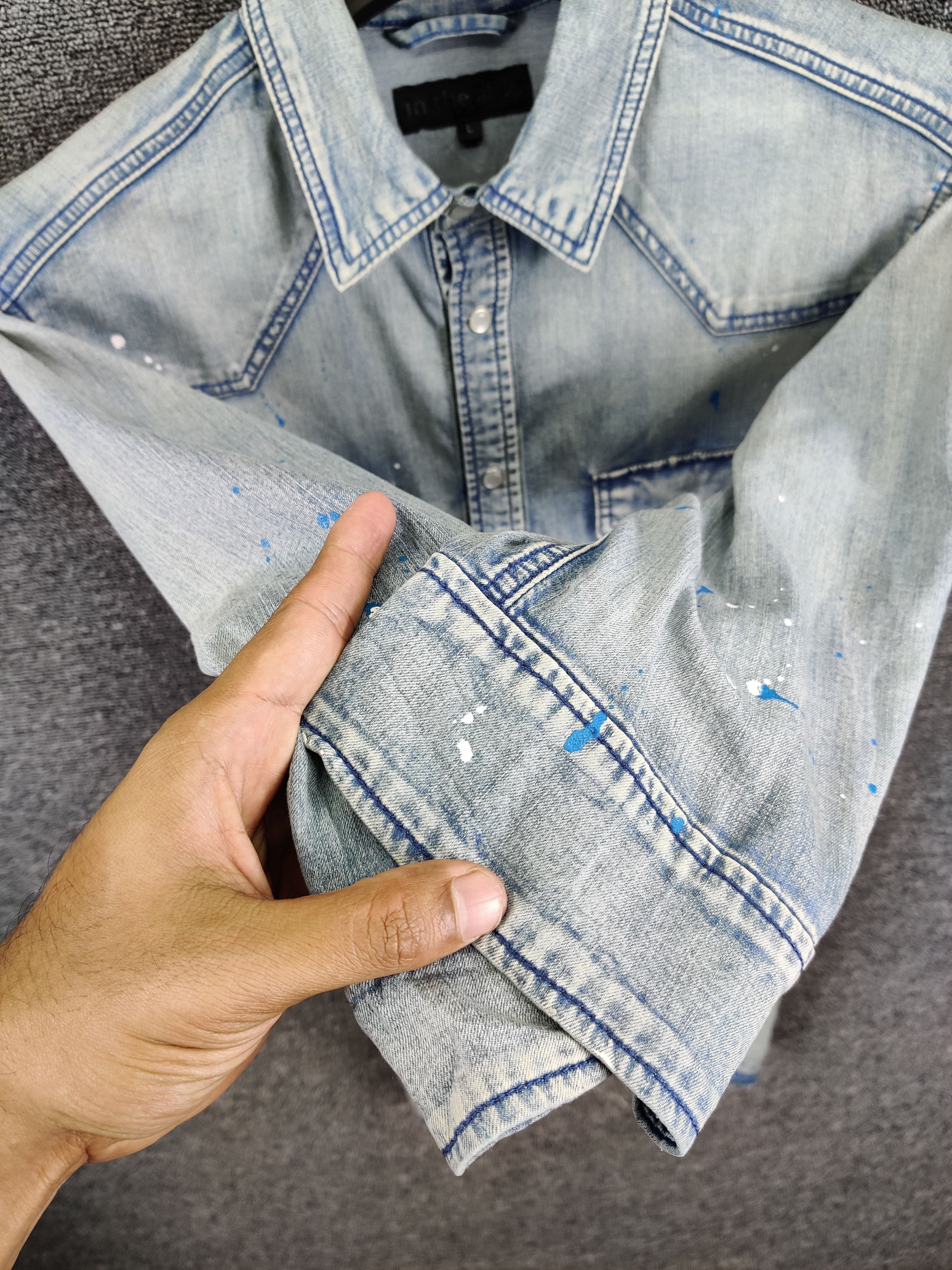 In The Attic Vintage In The Attic Paint Denim Button Ups Shirt Size US L / EU 52-54 / 3 - 9 Thumbnail