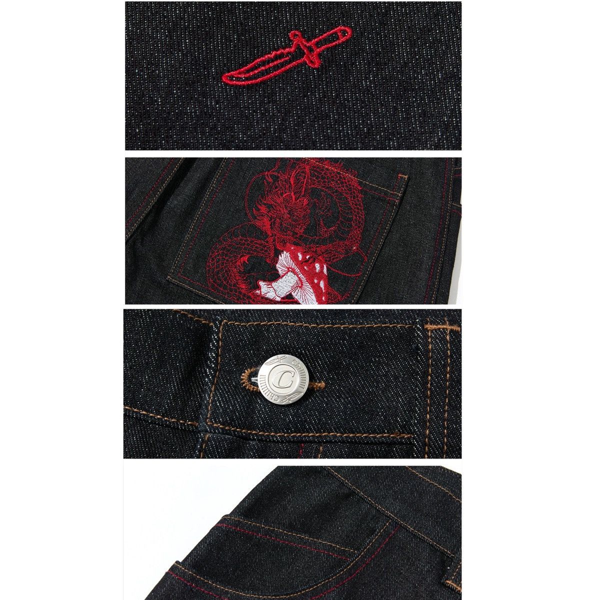 Designer × Japanese Brand 🐲DRAGON EMBROIDERY RAW DENIM Size 30" / US 8 / IT 44 - 2 Thumbnail