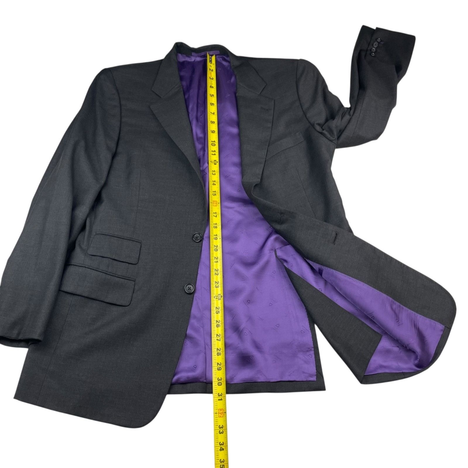 Other Dormeuil Men's 100% Wool Surgeon's Cuffs Suit Charcoal Gray Size 38S - 10 Thumbnail