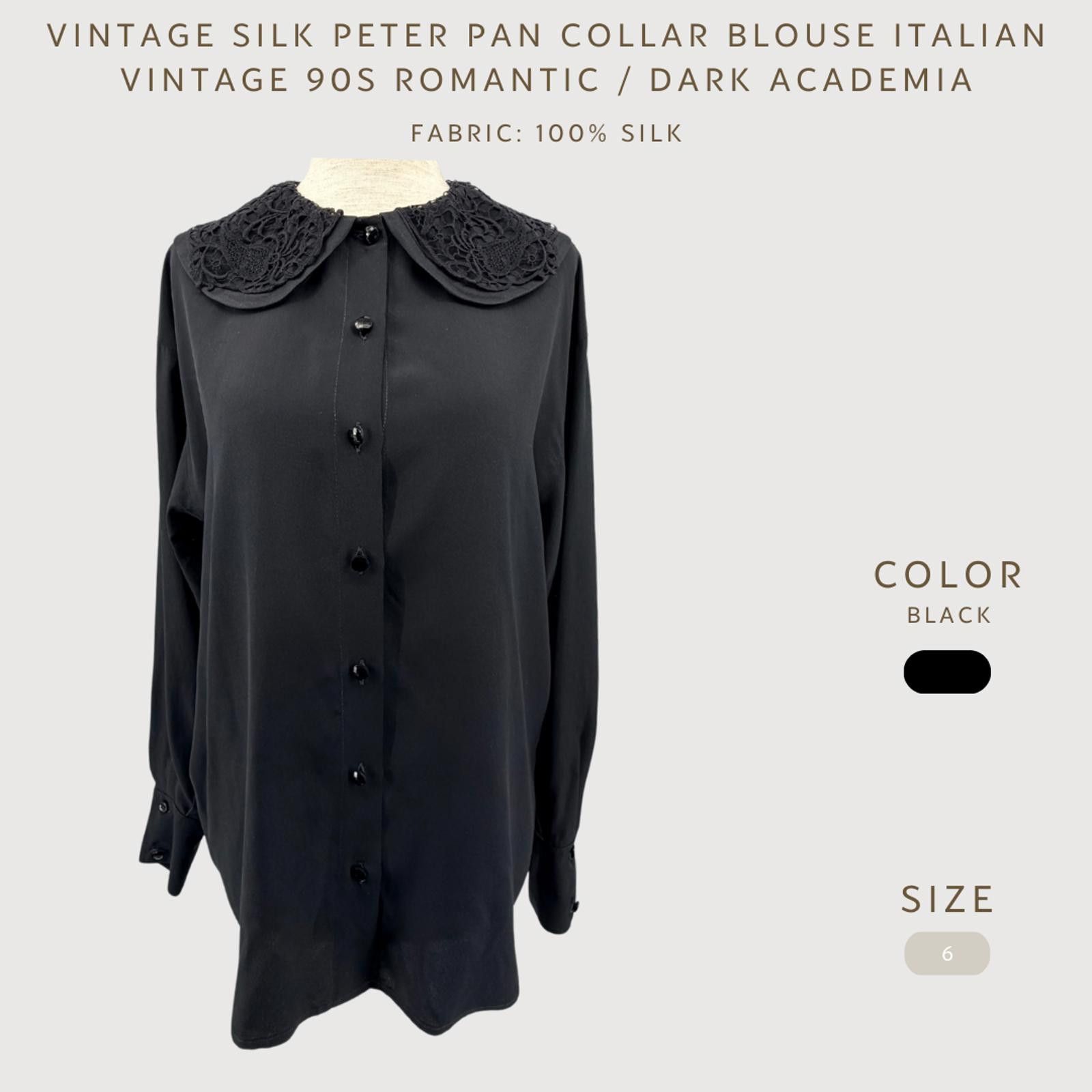 Unknown London Vintage 100% Silk Peter Pan Collar Blouse Italian 90s Size M / US 6-8 / IT 42-44 - 2 Thumbnail