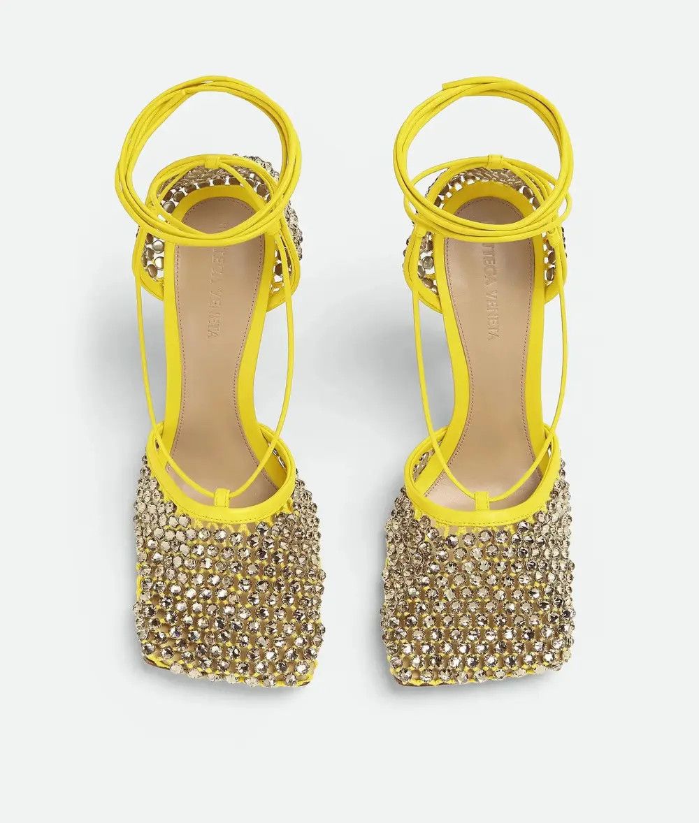 Bottega Veneta o1n1vont1125 Sparkle Stretch Lace Up Sandals in Yellow Size US 11 / IT 41 - 4 Thumbnail