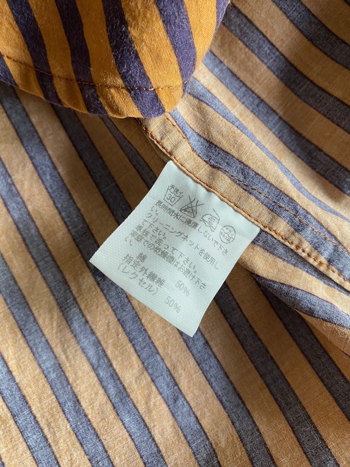 mercibeaucoup mercibeaucoup Orange & Navy Striped Mandarin Collar Shirt Size M / US 6-8 / IT 42-44 - 8 Thumbnail