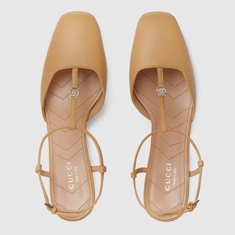Gucci o1s1wg110125 Double G Slingback Pumps in Beige Size US 7.5 / IT 37.5 - 4 Thumbnail