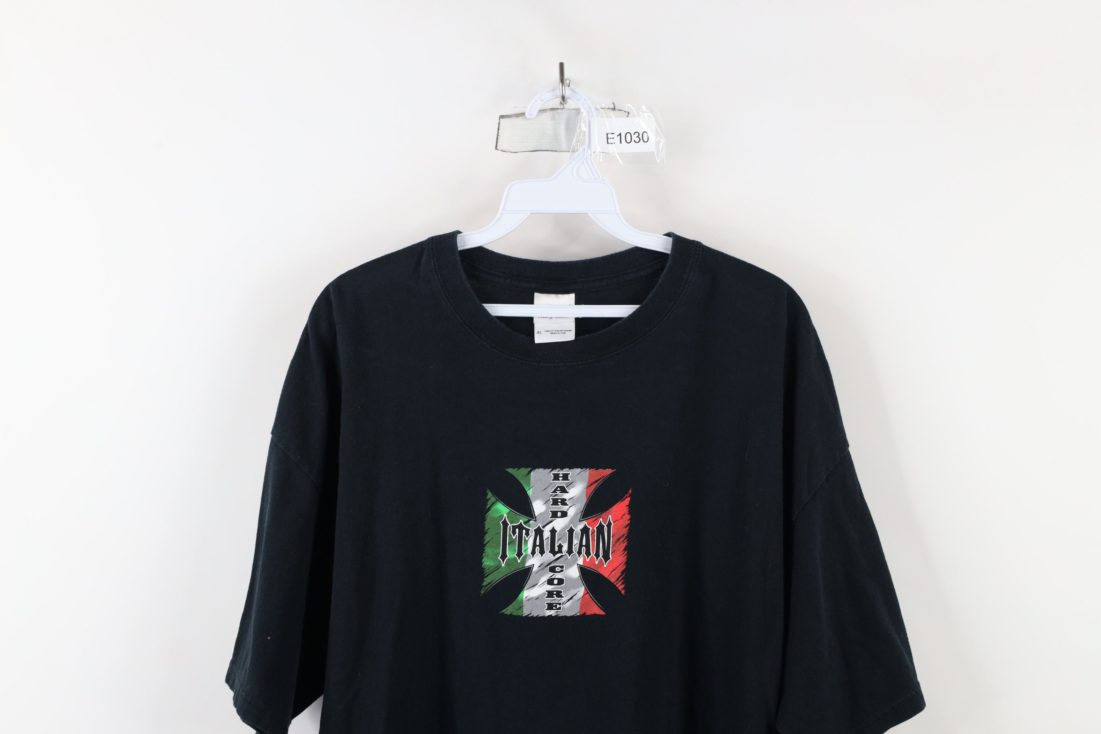 Vintage Vintage 90s Streetwear Cross Italian Hard Core T-Shirt Black Size US XL / EU 56 / 4 - 2 Thumbnail