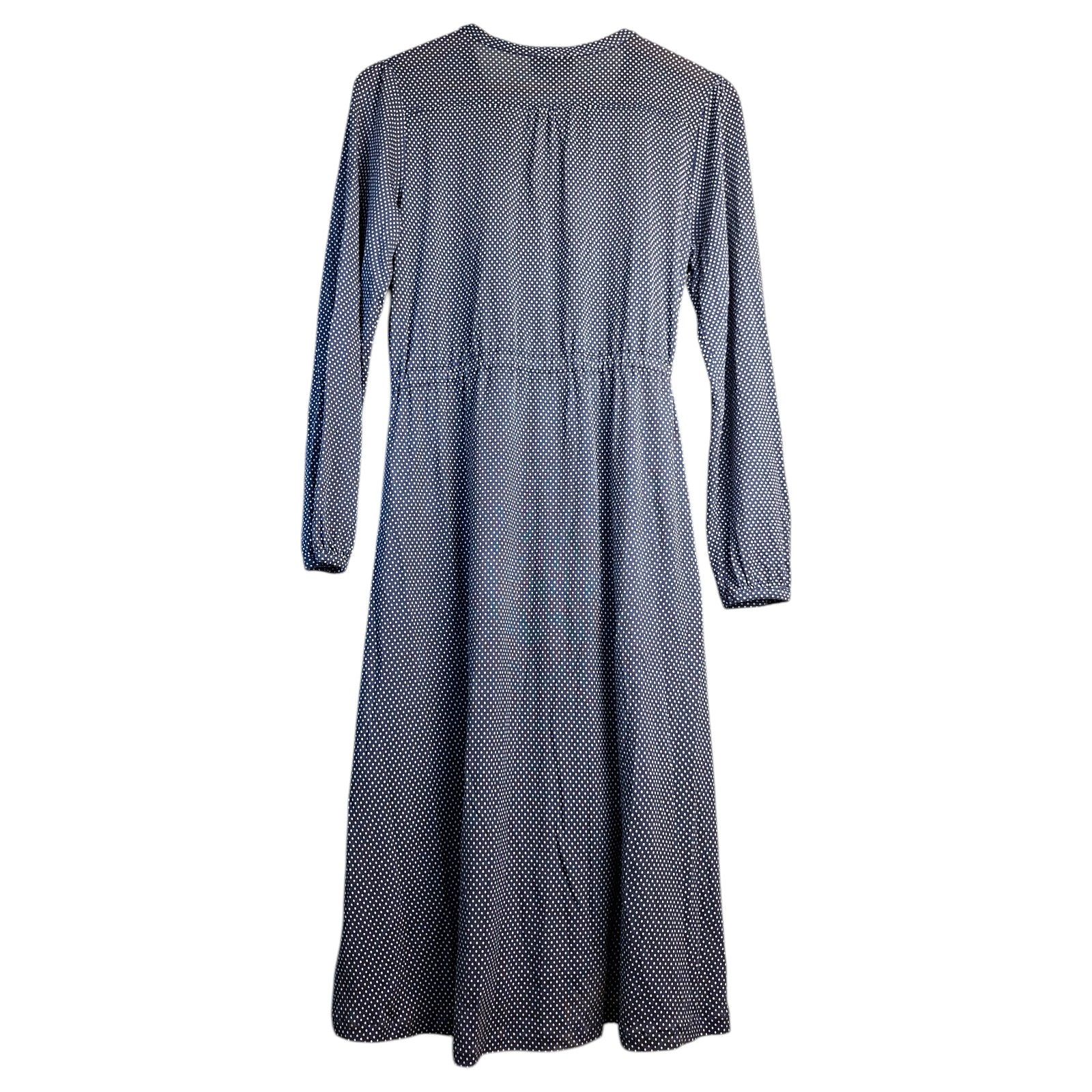 A.P.C. A.P.C. Navy Polka Dot Wrap Dress | Parisian Chic Midi Size M / US 6-8 / IT 42-44 - 7 Thumbnail