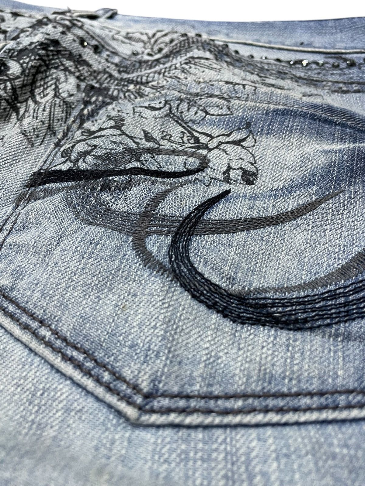 Express × Hysteric Glamour × Japanese Brand Express Jeans Tattoo Wings Tribal Flare Boot Cut Jeans Size US 30 / EU 46 - 21 Thumbnail