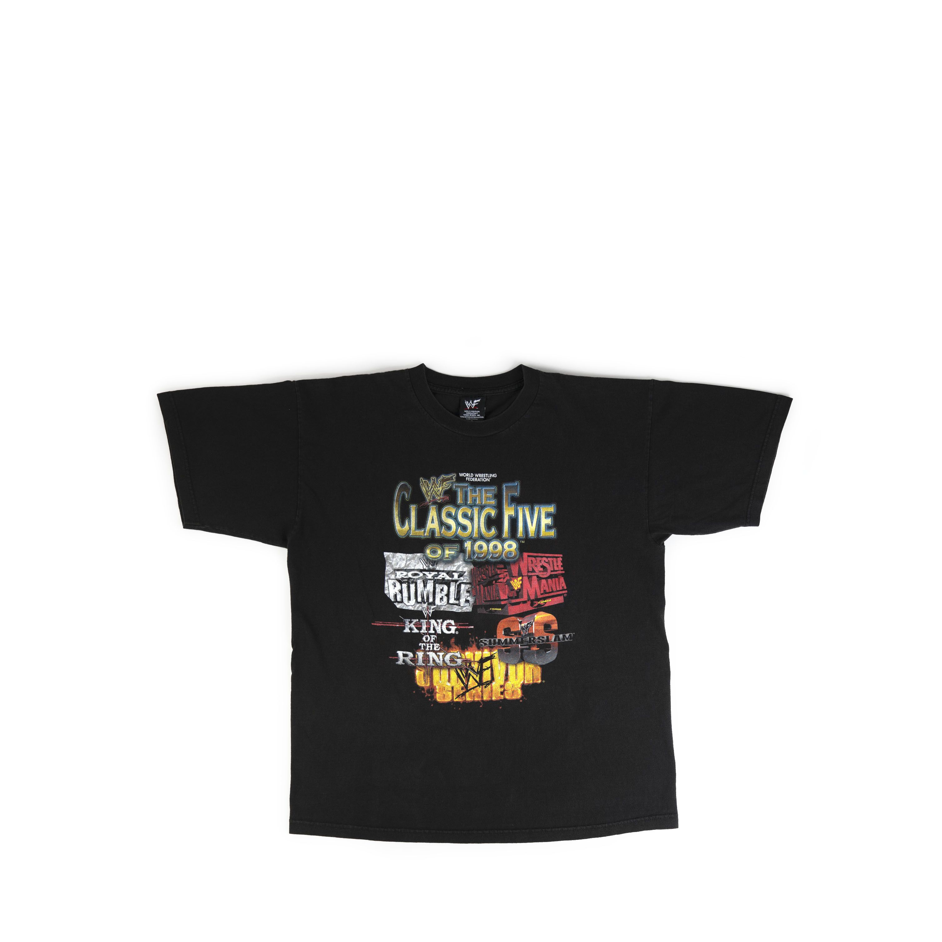Vintage × WWE × WWF Vintage 1998 WWF The Classic 5 Wrestlemania Tee Shirt Size US XL / EU 56 / 4 - 1 Thumbnail