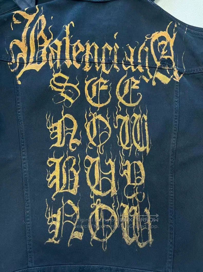 Balenciaga Balenciaga Letter Print Collar Long Sleeve Denim Jacket Size US S / EU 44-46 / 1 - 3 Thumbnail