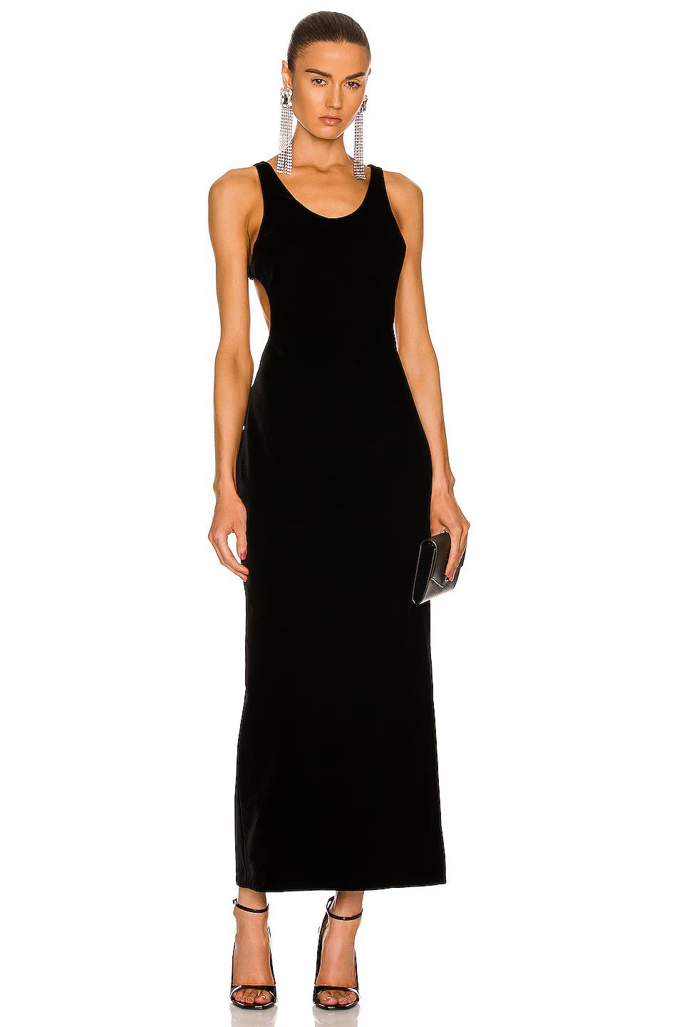 Saint Laurent Paris o1bcso1str1125 Long Tube Dress In Velvet in Black Size M / US 6-8 / IT 42-44 - 1 Thumbnail
