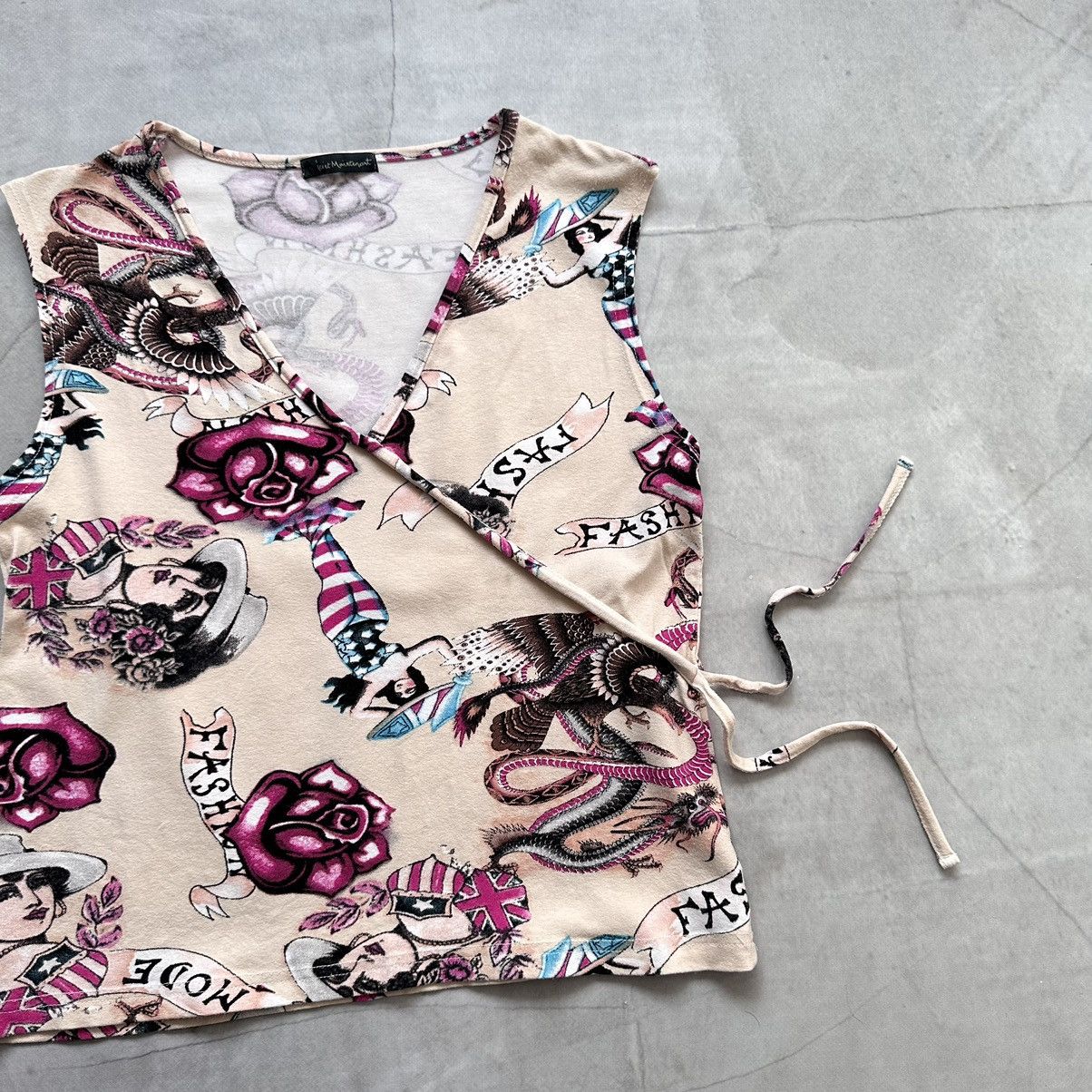 Cop Copine × Ed Hardy × Hysteric Glamour Cute Tattoo Tank Top Vintage Hysteric Glamour Vibe Y2K Size M / US 6-8 / IT 42-44 - 2 Thumbnail