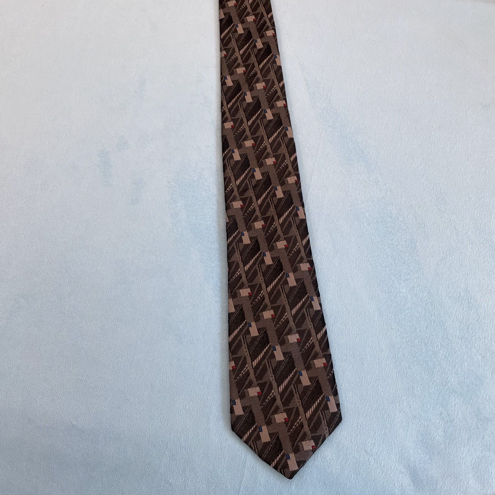 Vintage VINTAGE TREVIRA Collection Tie Men 3" Gray Steel Punk 58" Cybergoth USA Made Abstract Geometric 90s Mens Size ONE SIZE - 3 Thumbnail