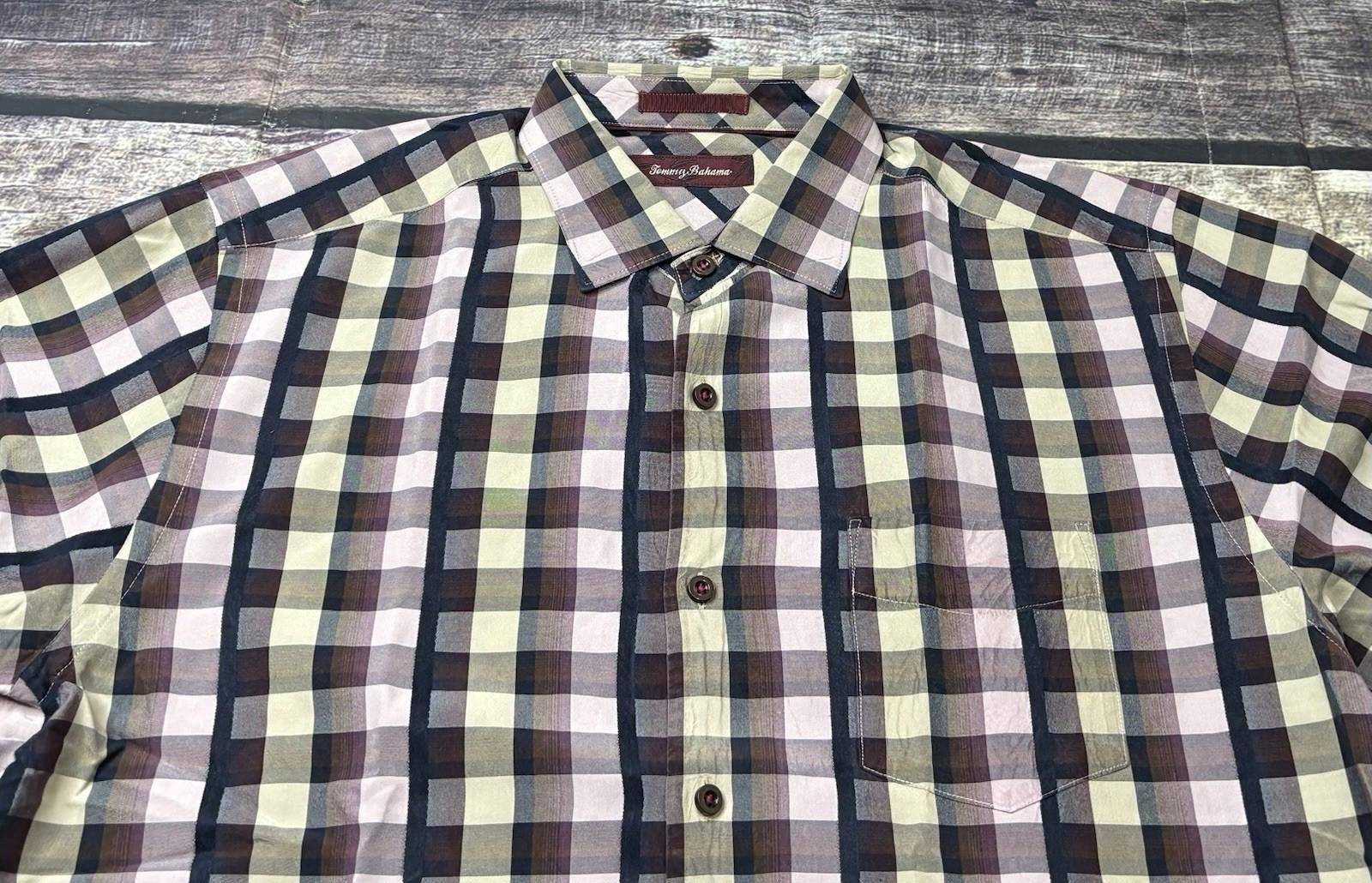 Tommy Bahama Tommy Bahama Shirt Mens Large Silk Check Purple Pockets Size US L / EU 52-54 / 3 - 4 Thumbnail
