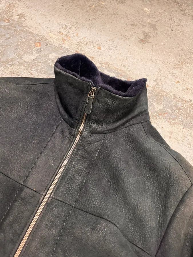 Emporio Armani 2010s Emporio Armani Black Shearling Avanat-Garde Leather Jacket Size US M / EU 48-50 / 2 - 5 Thumbnail