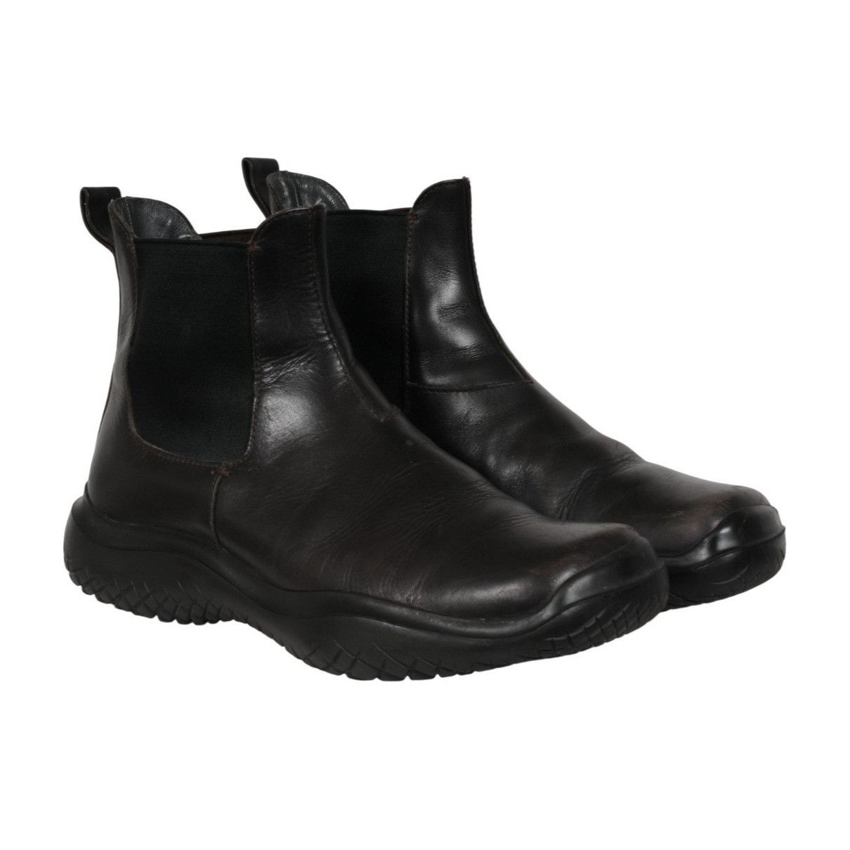Prada Vintage Chelsea Boot Brown Leather Square Toe - 02618 Size US 10.5 / EU 43-44 - 14 Thumbnail