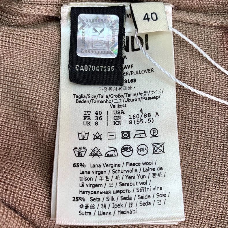 Fendi FENDI Brown Logo Embroidered Wool Crew Neck Short Sleeve K Size XS / US 0-2 / IT 36-38 - 7 Thumbnail