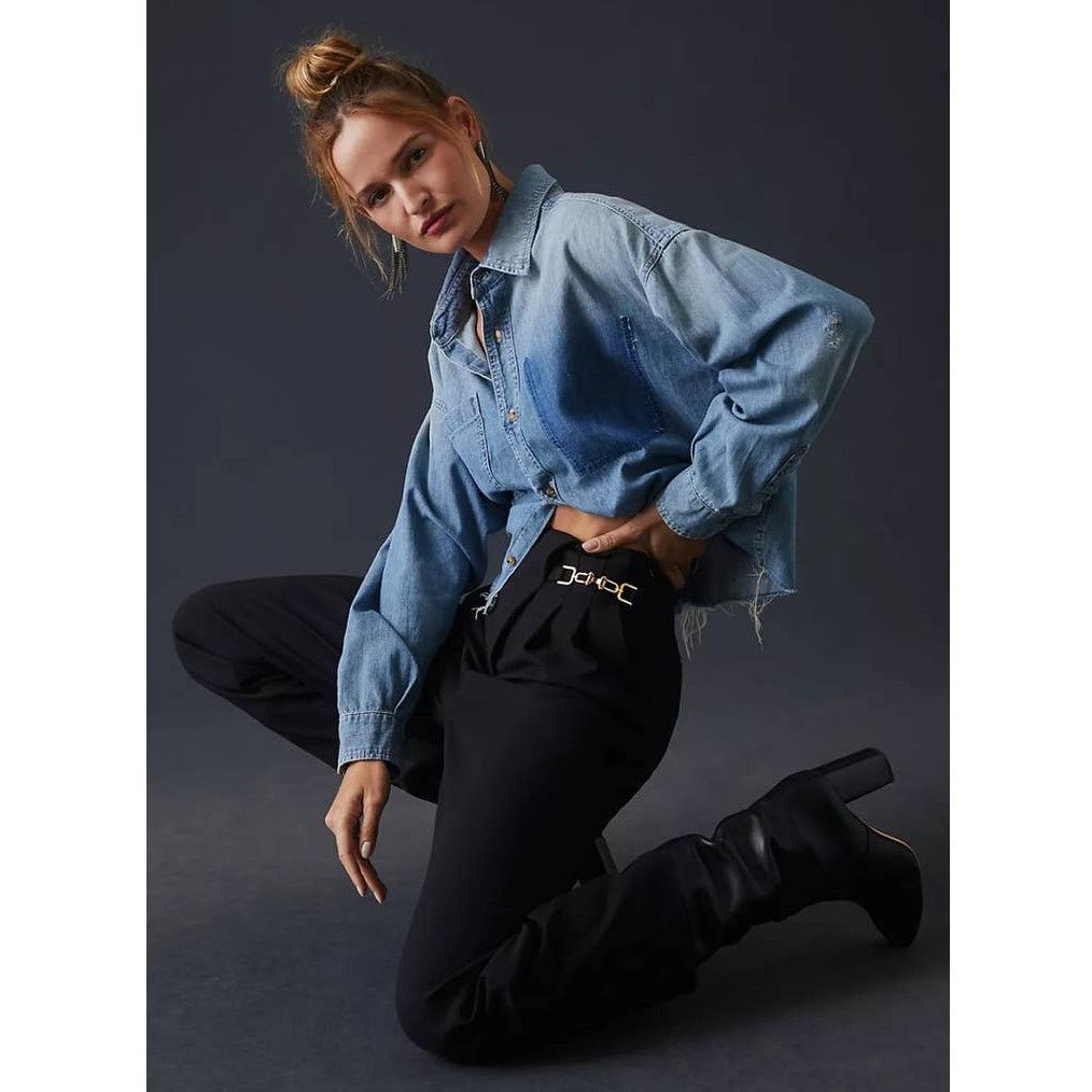 Anthropologie New Anthropologie Exquise Straight-Leg Trouser $180 XL Black Size 38" / US 16 / IT 52 - 1 Thumbnail