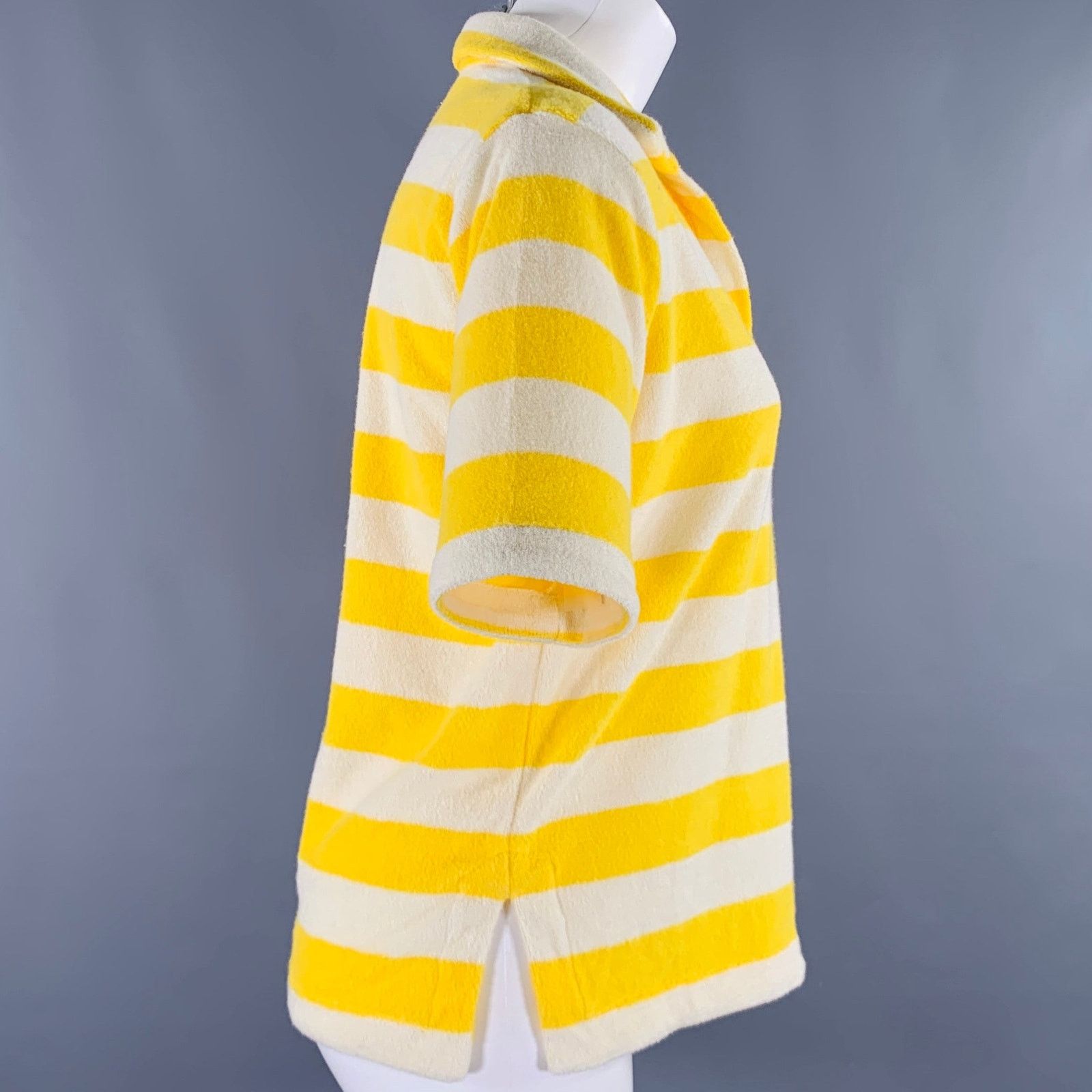 Trovata TROVATA S Yellow White Cotton Stripe Short Sleeve Casual Top Size S / US 4 / IT 40 - 2 Thumbnail