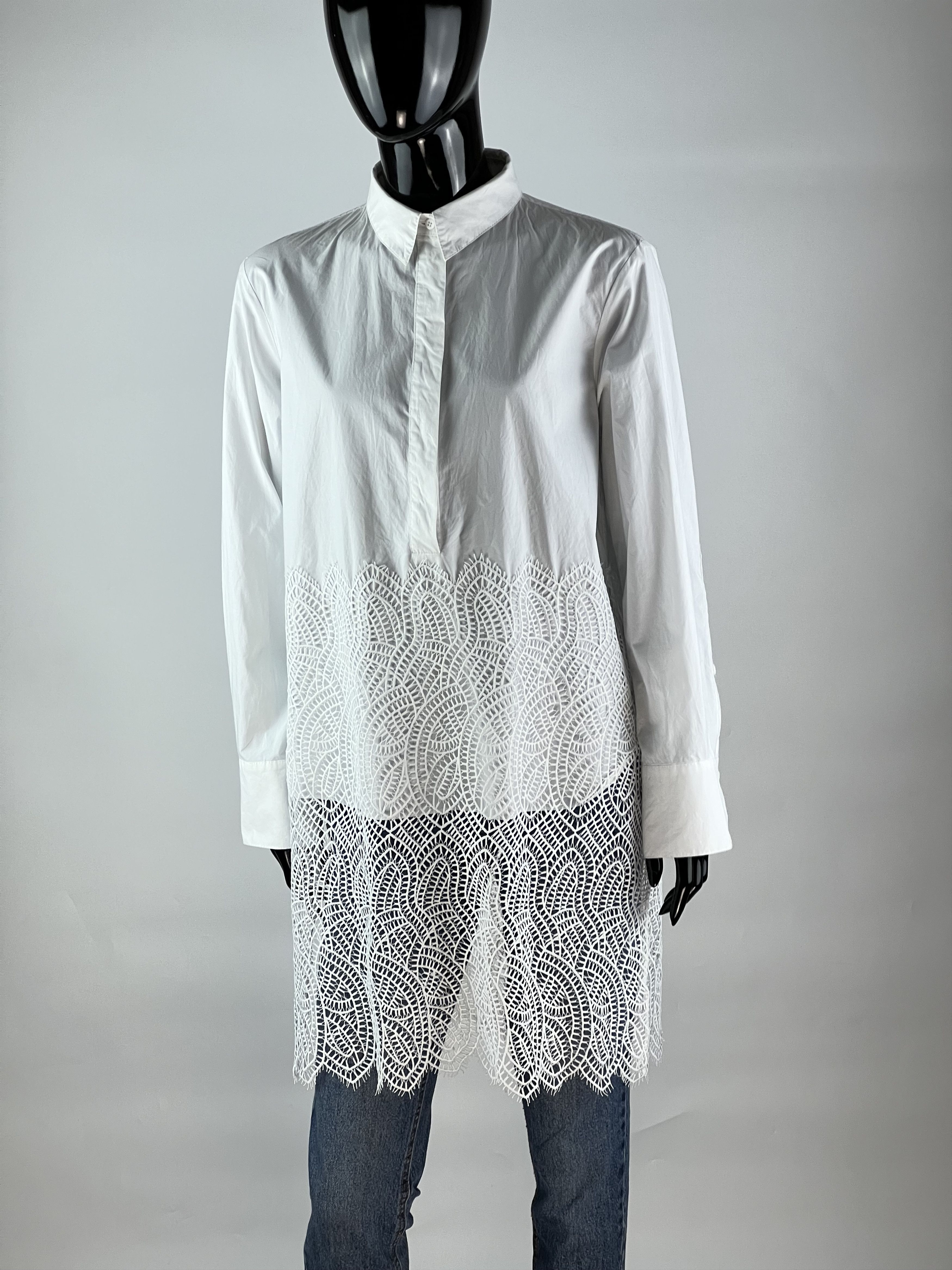 DOROTHEE SCHUMACHER Dorothee Schumacher White Button Up Shirt Blouse Lace Size 3 Size L / US 10 / IT 46 - 1 Thumbnail